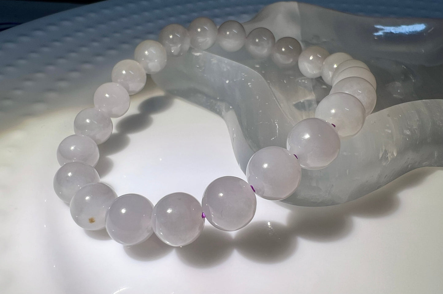 Certified Natural old mine Hetian jade nephrite bracelet/ icy smoky gray 天然和田玉 青海老矿烟灰/烟紫色 手串 冰糯 起胶#4684