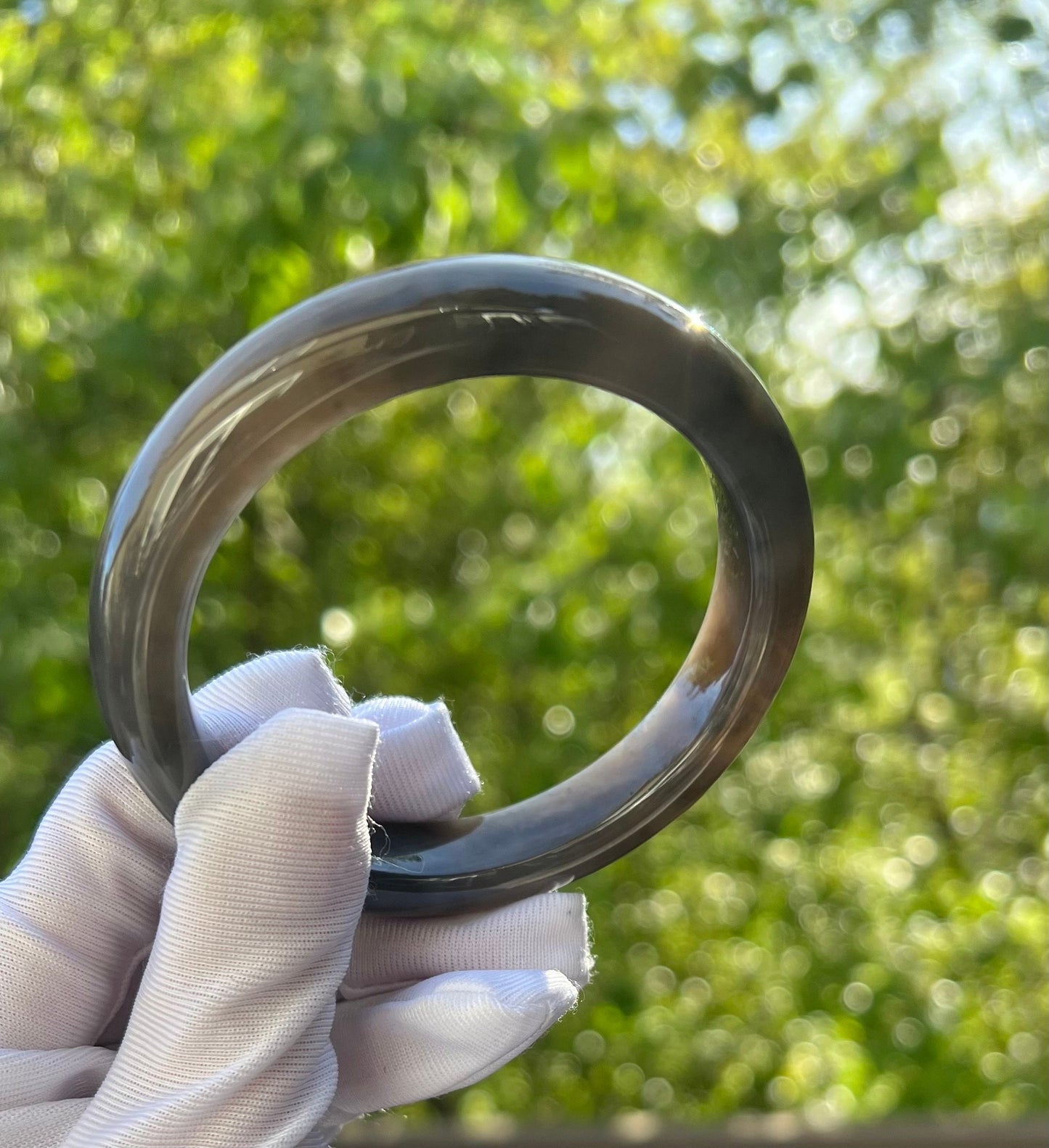 57.5mm Certified Natural old mine Hetian jade nephrite bangle bracelet/rich purple nephrite/紫气东来 天然青海老矿和田玉正圈手镯 平安镯 冰糯深烟紫 双色钢板料 油润起胶#0642