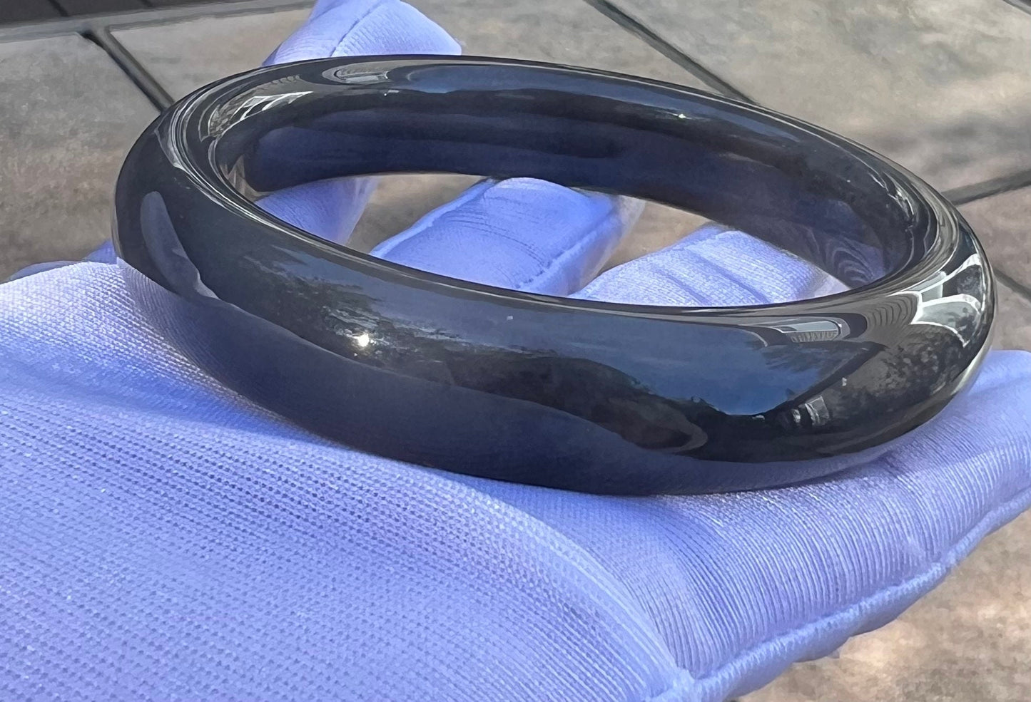 57.5mm Certified Natural old mine Hetian jade nephrite bangle bracelet/rich purple nephrite/紫气东来 天然青海老矿和田玉正圈手镯 平安镯 冰糯深烟紫 双色钢板料 油润起胶#0642