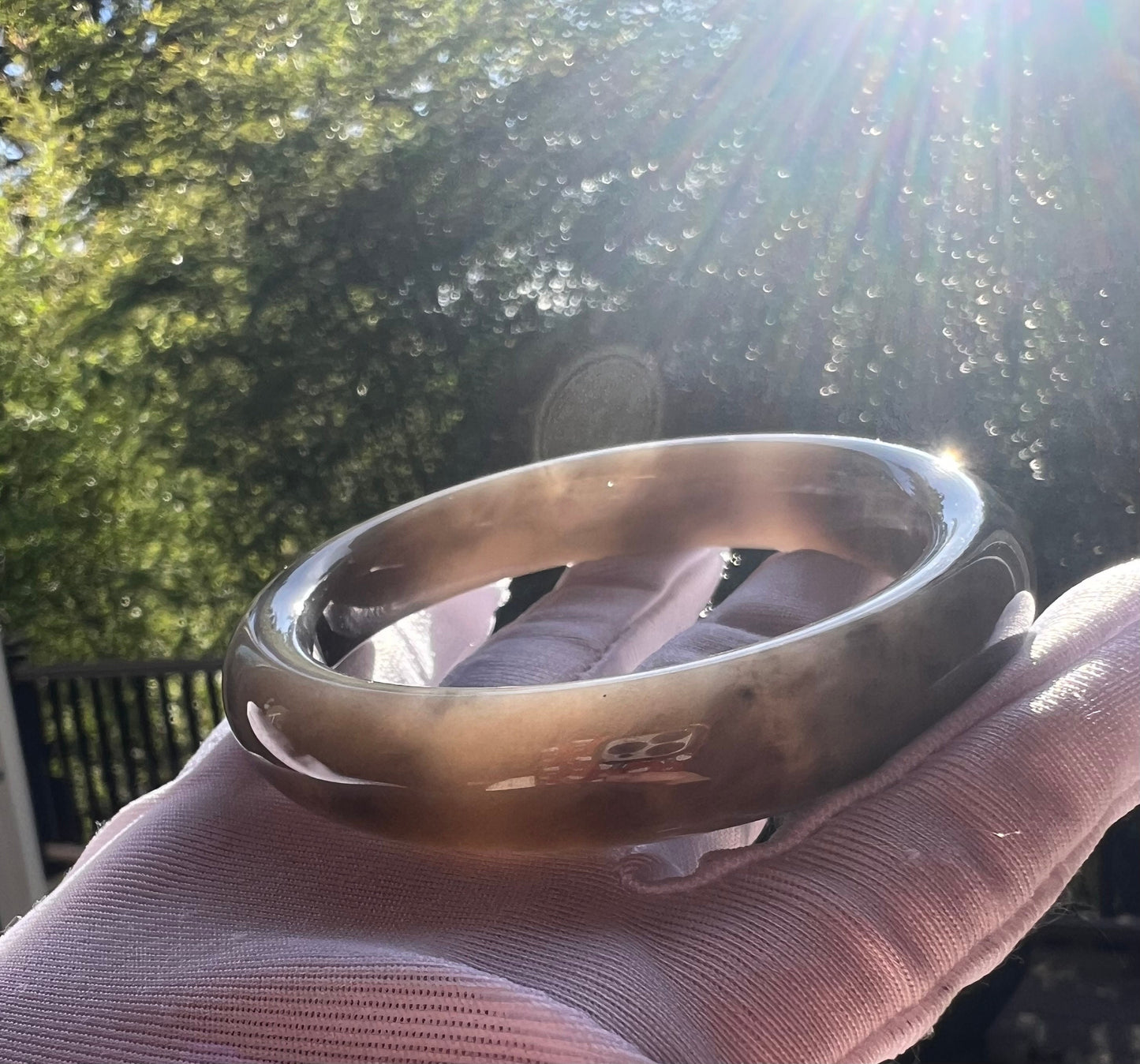 57.5mm Certified Natural old mine Hetian jade nephrite bangle bracelet/rich purple nephrite/紫气东来 天然青海老矿和田玉正圈手镯 平安镯 冰糯深烟紫 双色钢板料 油润起胶#0642