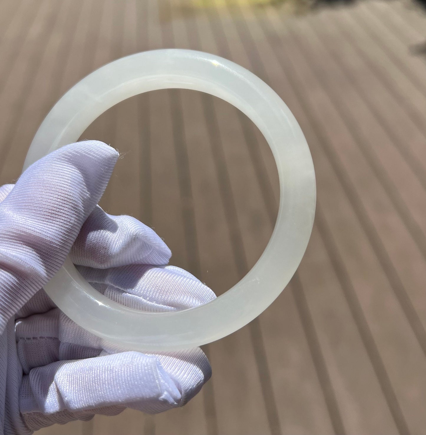 60.1mmq Certified Natural Hetian jade / old mine Icy White Nephrite bangle bracelet/天然精品和田玉 青海老矿白玉 手镯 平安镯 高冰白#0454