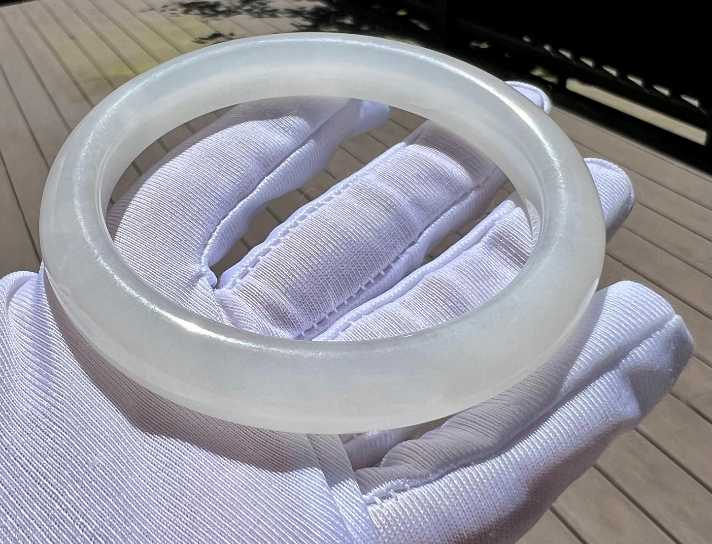 60.1mmq Certified Natural Hetian jade / old mine Icy White Nephrite bangle bracelet/天然精品和田玉 青海老矿白玉 手镯 平安镯 高冰白#0454