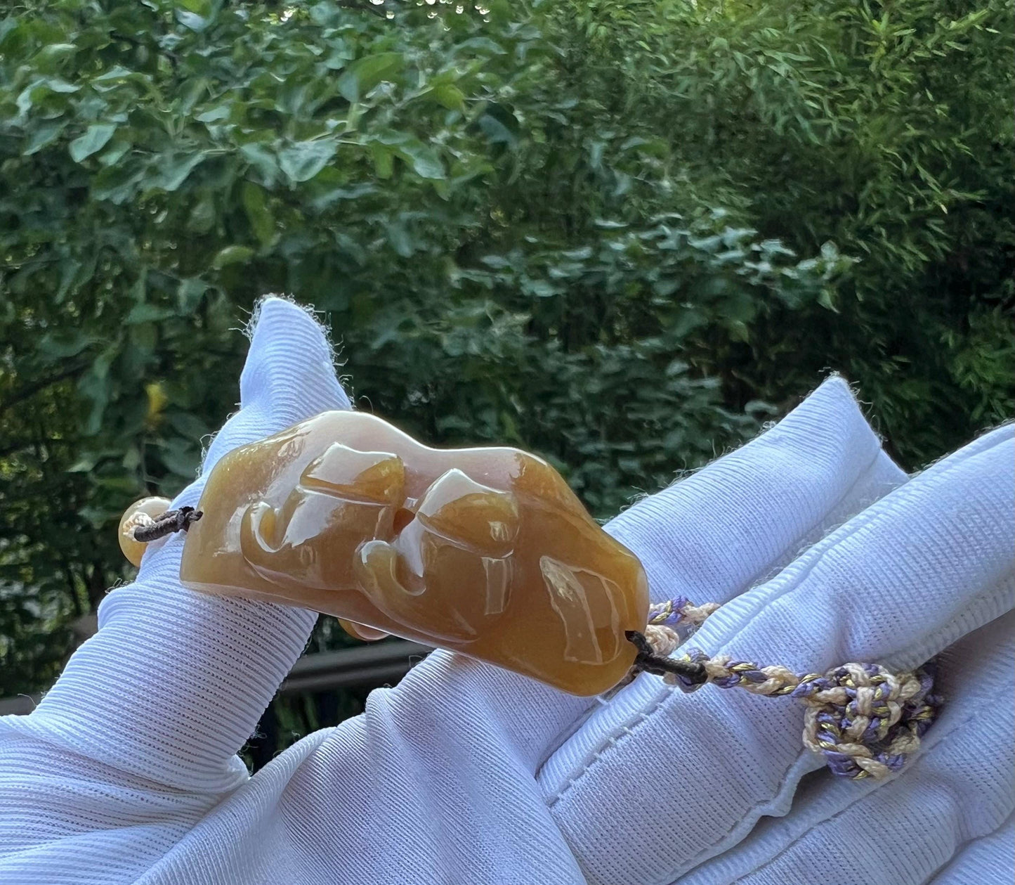 Certified Natural hetian jade/Siberian brown nephrite carved kittens/Jinshan brown nephrite Hand braided bracelet/天然和田玉 俄料全糖玉雕刻小猫 金山糖圆珠#1577