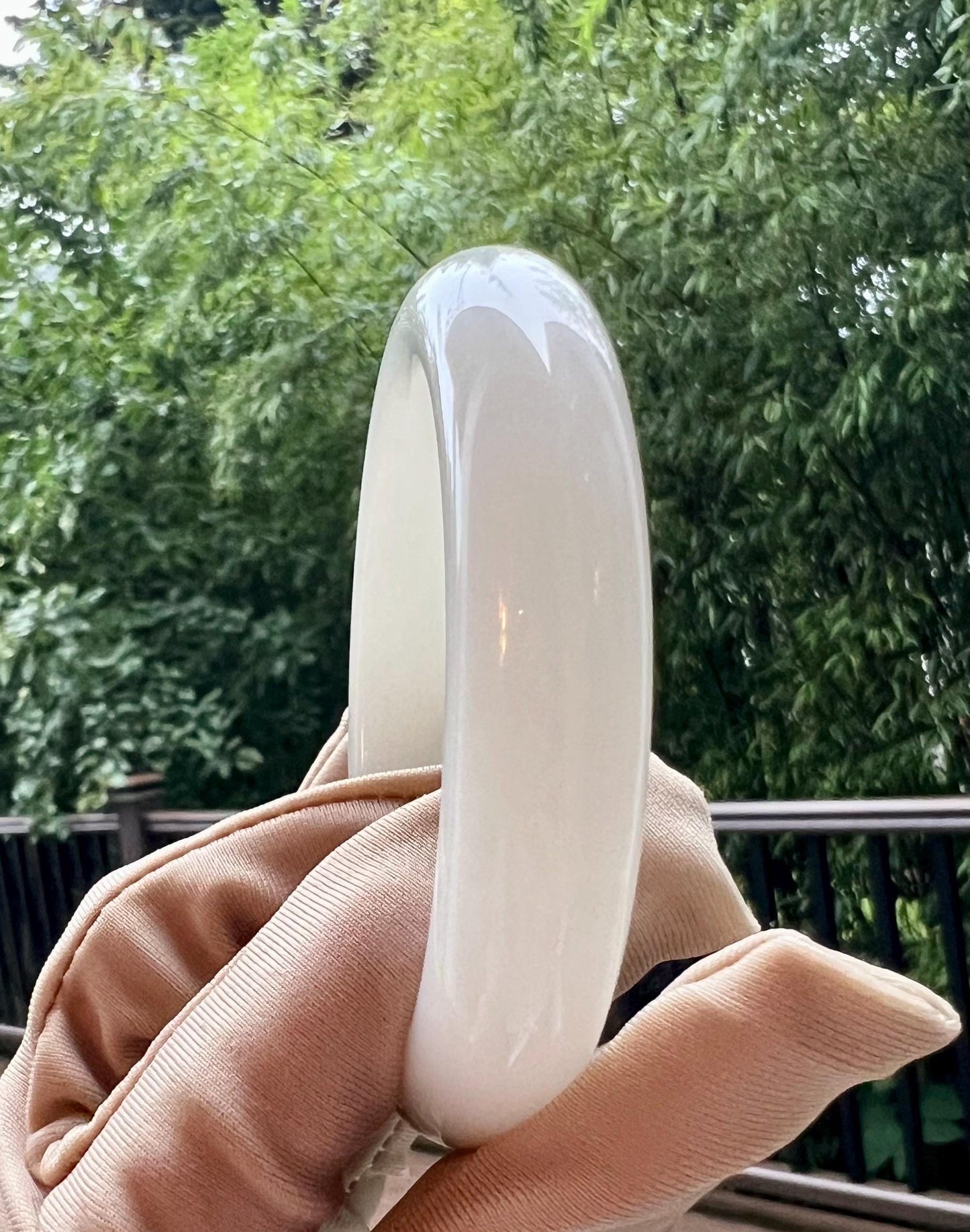 52.5mm Certified Natural Hetian jade /Siberian brown White Nephrite bangle/bracelet/天然精品和田玉 俄料一口糖白玉手镯 糖羊脂白玉平安镯 收藏级白细#7273