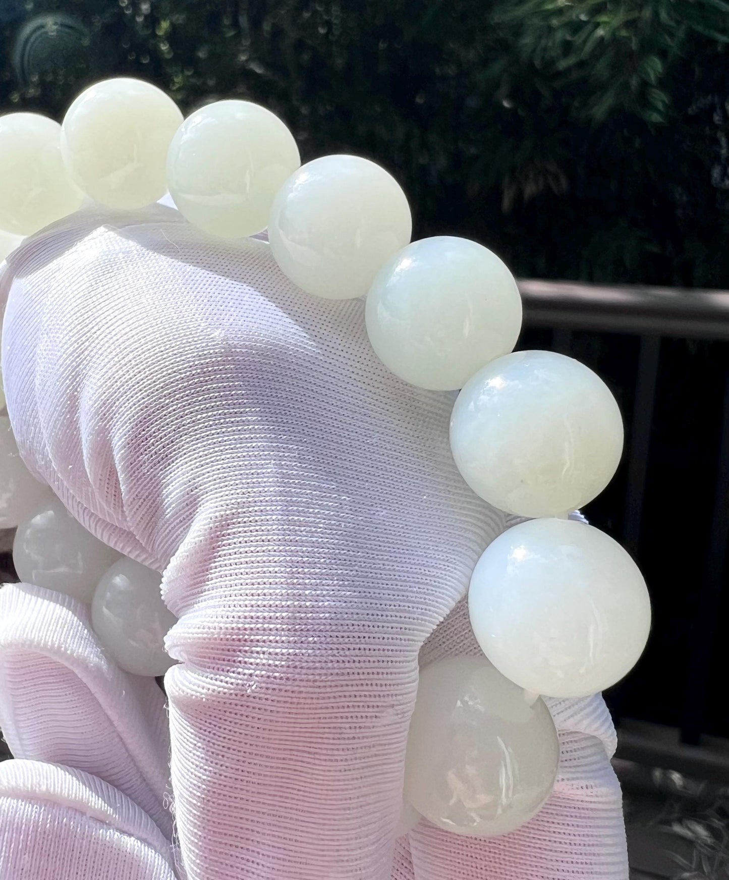 14mm Certified Natural Hetian jade /Siberian White Nephrite bracelet 天然精品和田玉 俄料白玉 巴沙白玉 细糯油白#0415