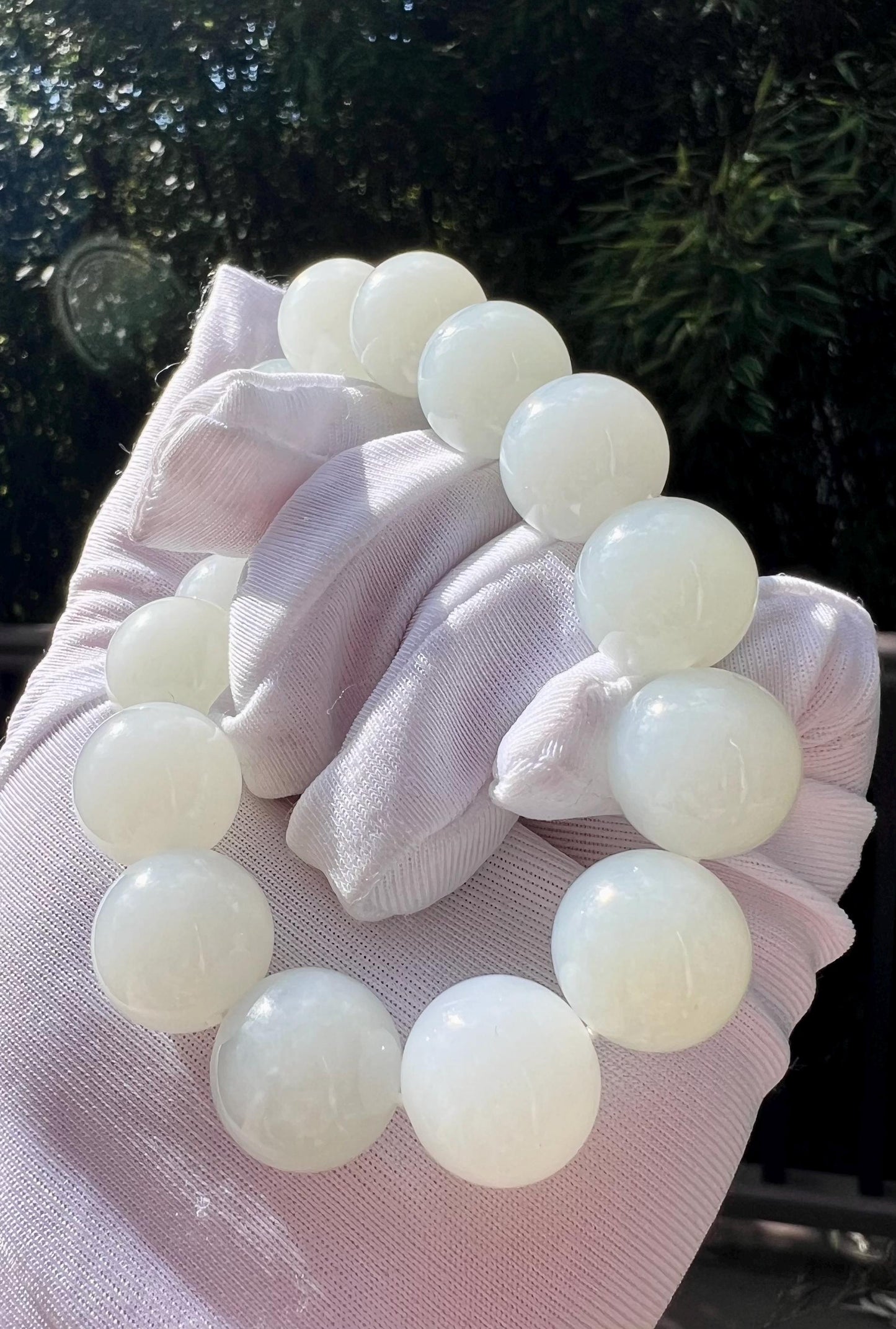 14mm Certified Natural Hetian jade /Siberian White Nephrite bracelet 天然精品和田玉 俄料白玉 巴沙白玉 细糯油白#0415
