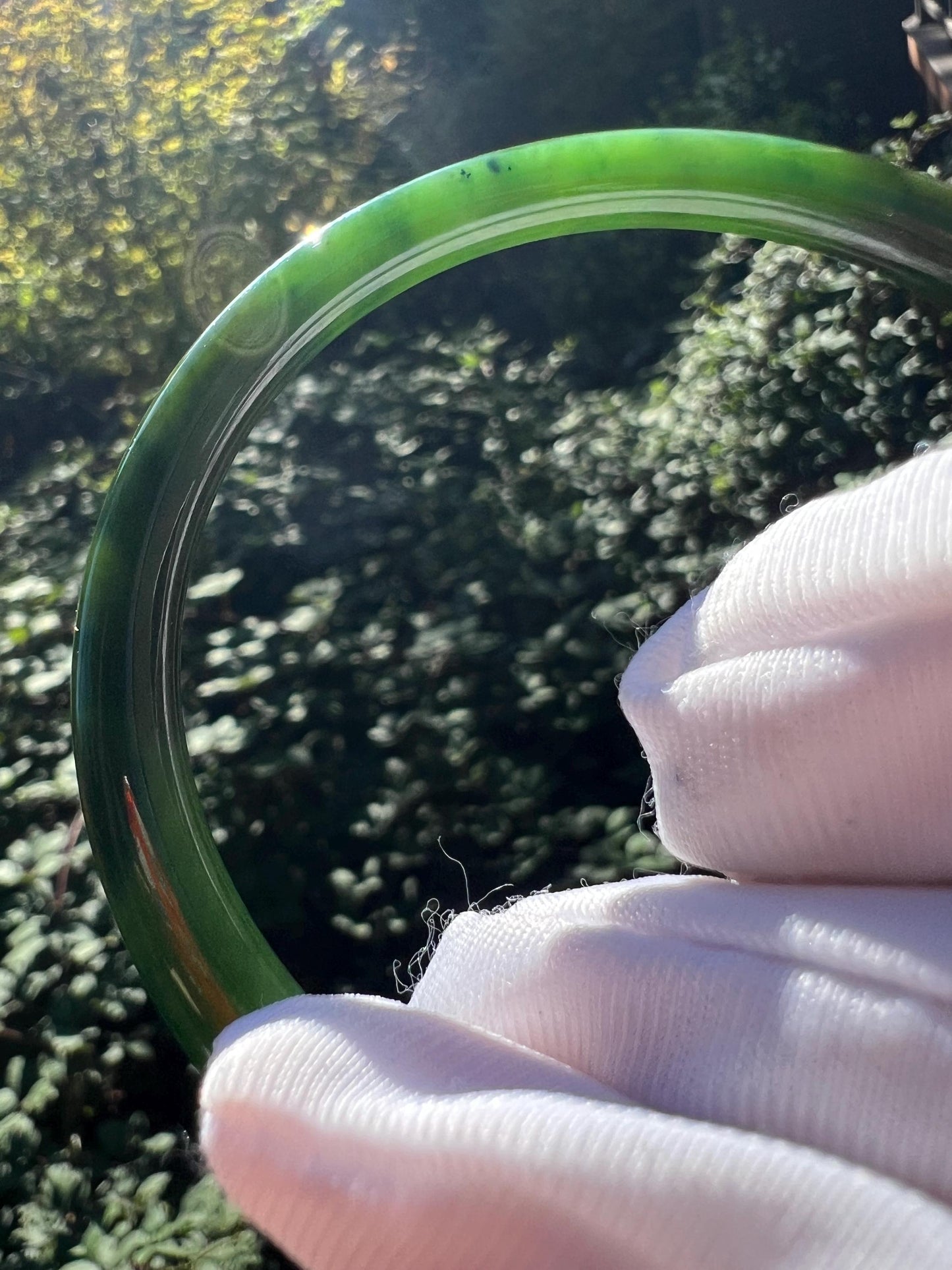 59.5mm Certified Natural hetian jade Siberian green nephrite Bangle/icy oily spinach green nephrite 天然老俄料碧玉和田玉 冰底菠菜绿碧玉手镯 美人条 叮当镯 辣绿#2042