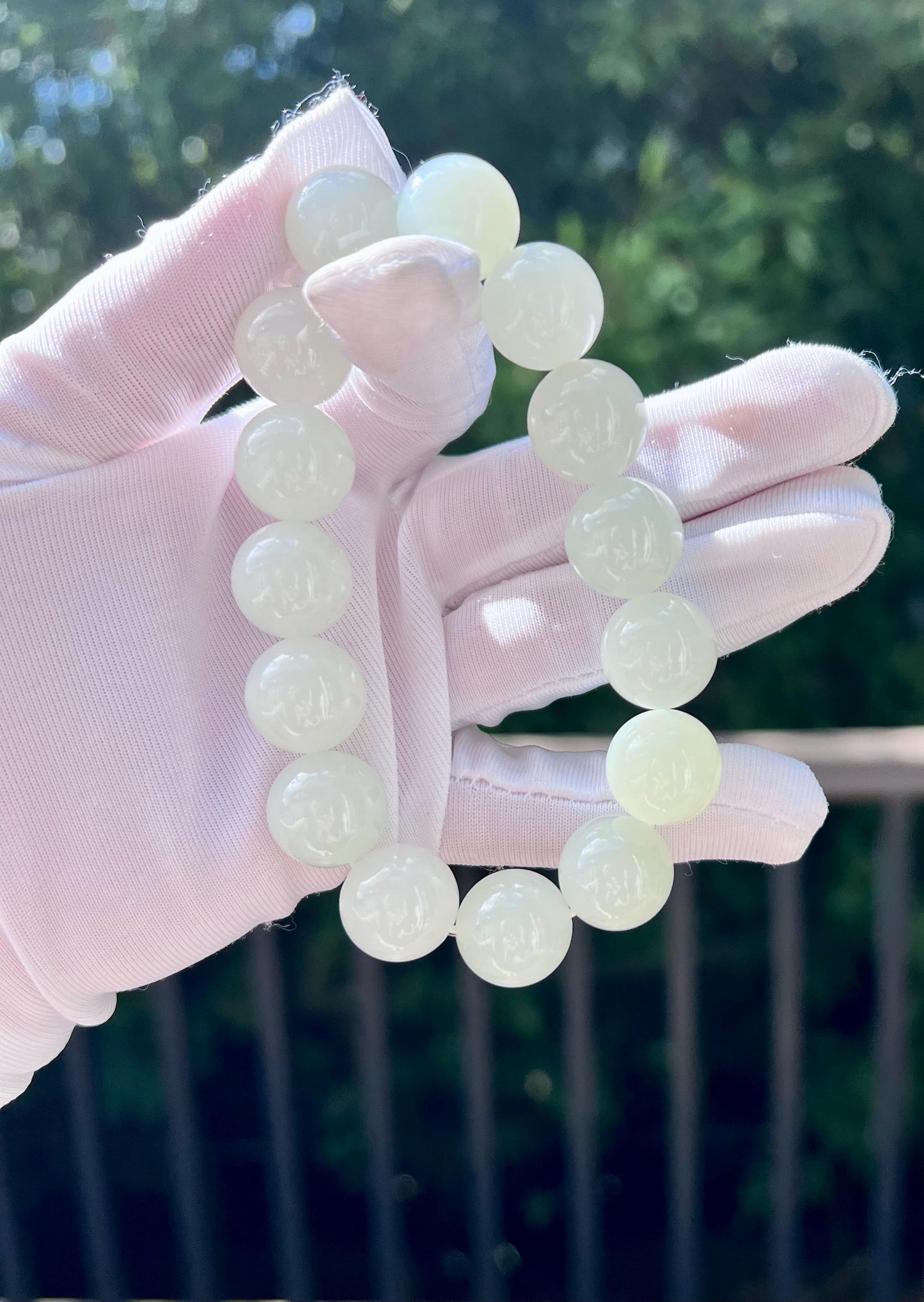 14mm Certified Natural Hetian jade /Siberian White Nephrite bracelet 天然精品和田玉 俄料白玉 巴沙白玉 细糯油白#0415