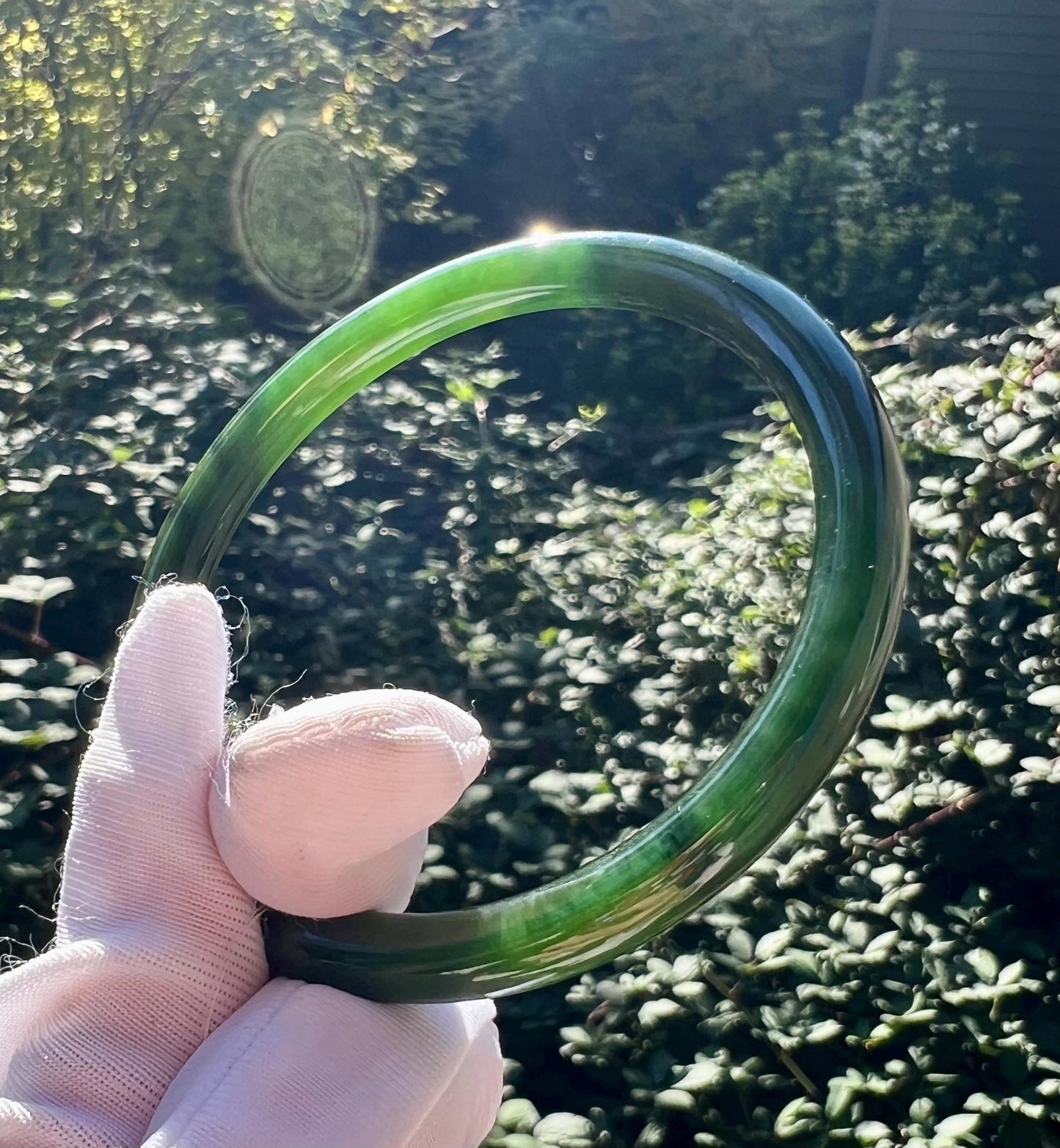 59.5mm Certified Natural hetian jade Siberian green nephrite Bangle/icy oily spinach green nephrite 天然老俄料碧玉和田玉 冰底菠菜绿碧玉手镯 美人条 叮当镯 辣绿#2042