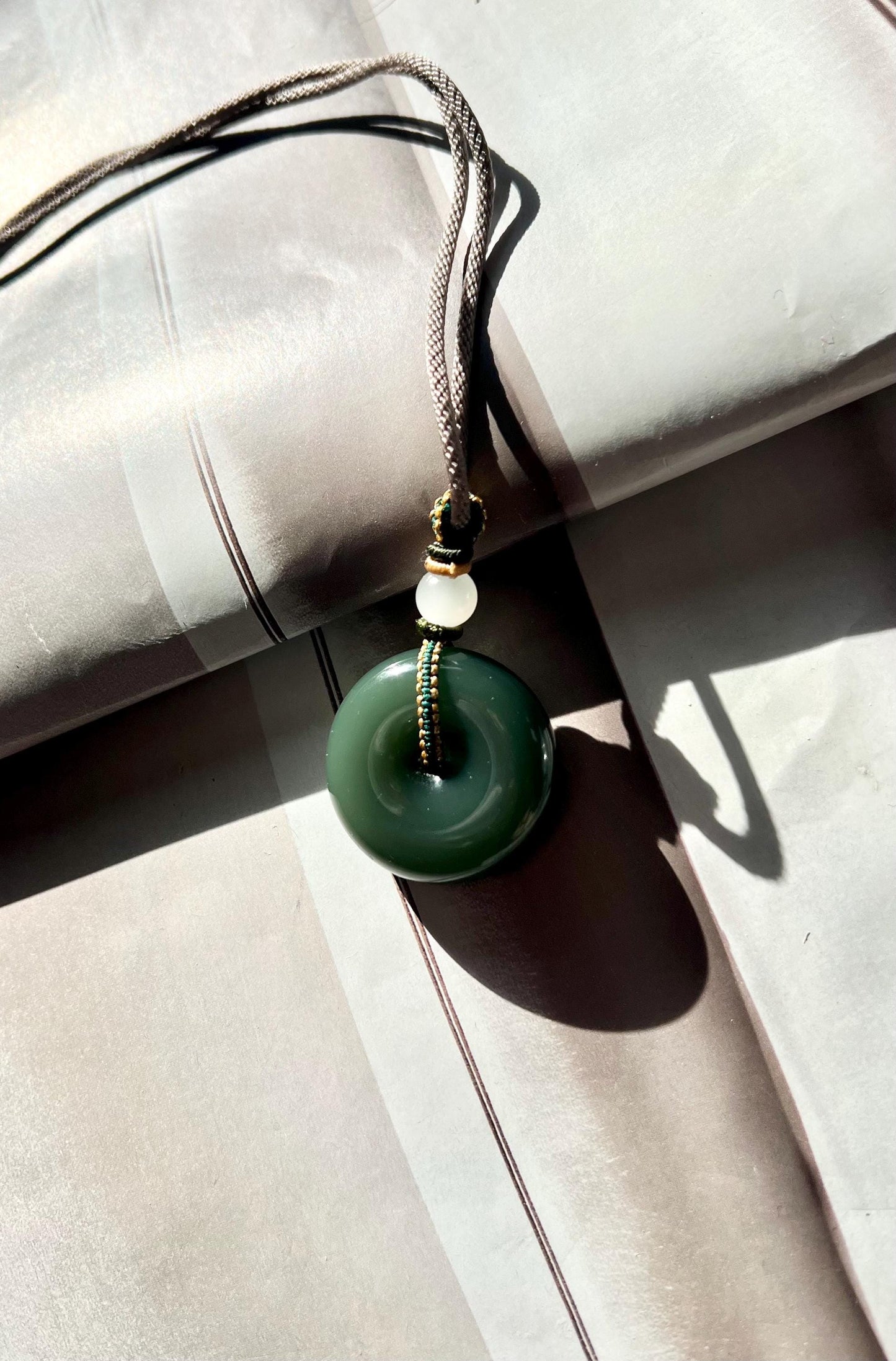 Certified Natural hetian jade/Siberian green Nephrite donut pendant/Duck egg blue circle safety pendant天然精品和田玉 俄料碧玉平安扣 粉青/鸭蛋青 面包扣 吊坠项链#7721