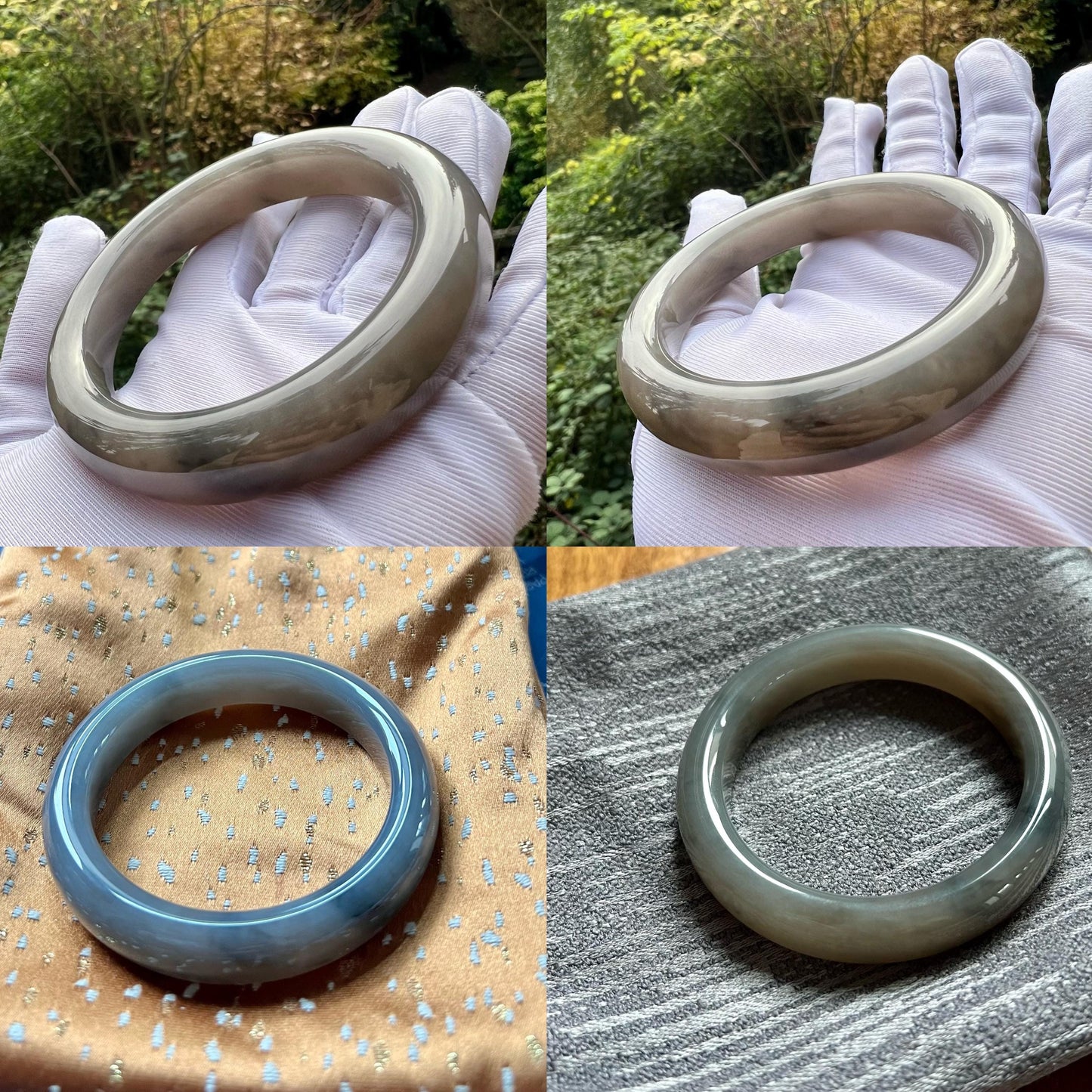 57mm Certified Natural hetian jade Qinghai old mine purple nephrite bangle /bracelet 紫气东来 天然青海老矿和田玉正圈手镯 平安镯 油糯烟紫玉 藕紫葡萄紫俏色 老熟料#0646 意境烟紫