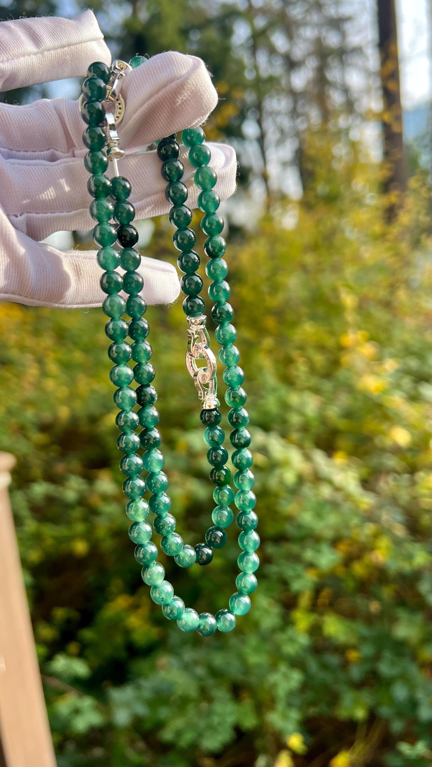 Certified Natural untreated Grade A Jade multi purpose necklace bracelet/Guatemala Jadeite icy peacock blue green Jadiete天然无优化冰蓝水翡翠项链手链#0546
