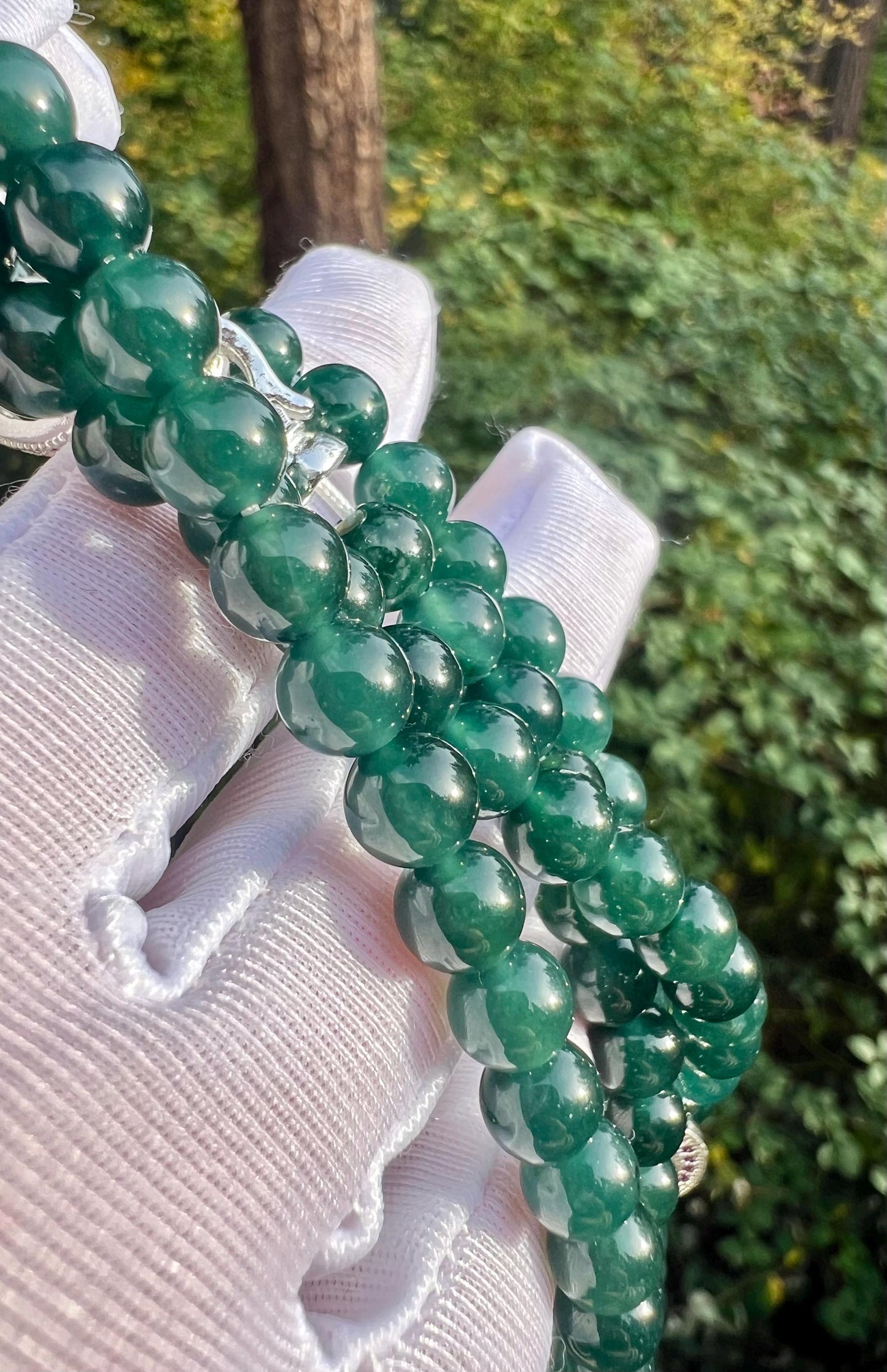 Certified Natural untreated Grade A Jade multi purpose necklace bracelet/Guatemala Jadeite icy peacock blue green Jadiete天然无优化冰蓝水翡翠项链手链#0546