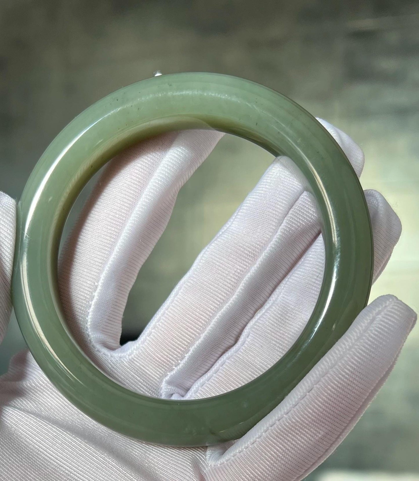 60.8mm Certified natural hetian jade /greenish blue Nephrite bangle/ bracelet/天然精品和田玉 且末青玉手镯 蓝青玉正圈手镯 平安镯 细料#1418