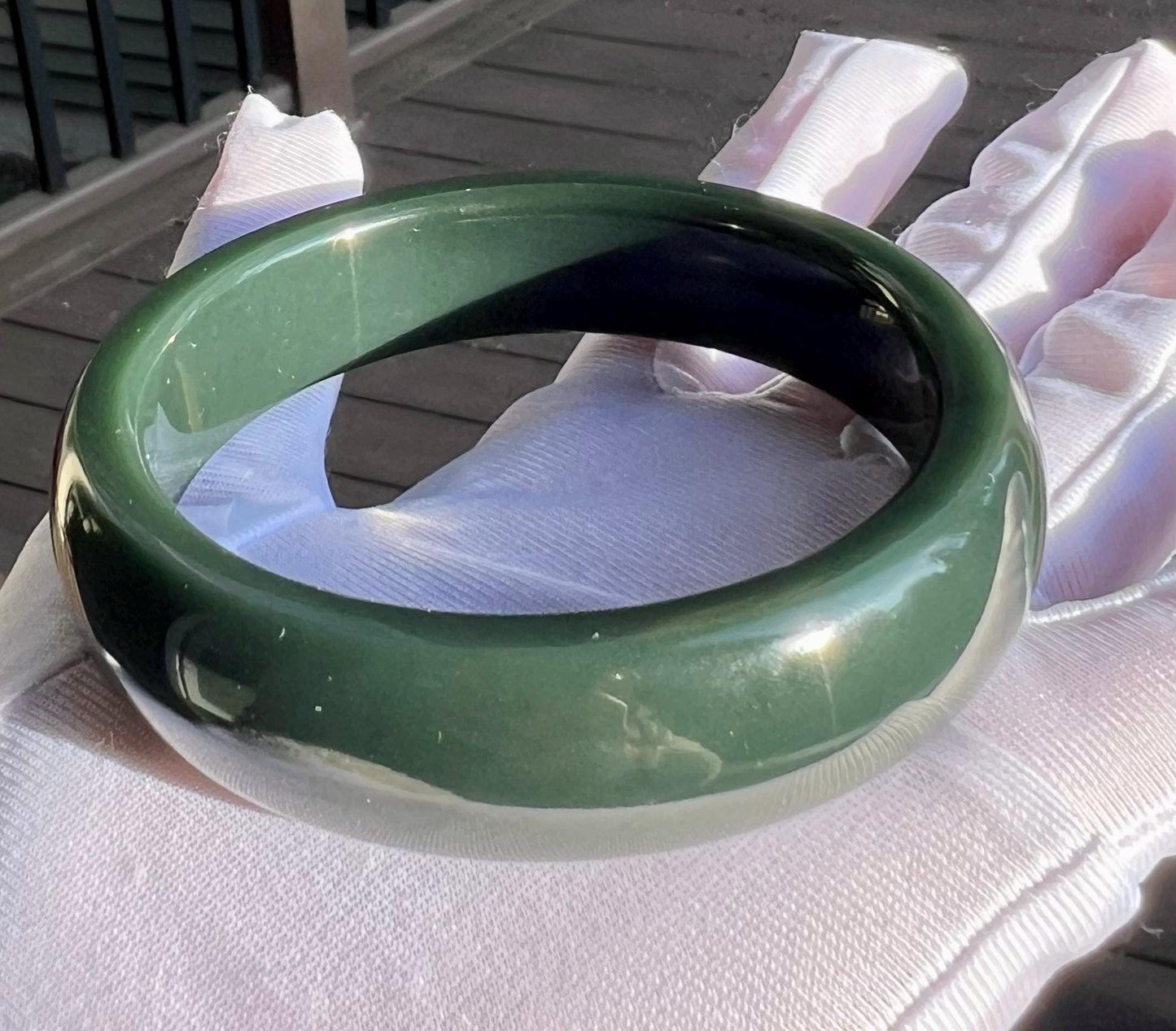 61mm Certified natural hetian jade /Golmud black green Nephrite bangle/ bracelet/天然精品和田玉 格尔木细料黑青玉手镯 青蓝调 直切正圈手镯 平安镯 非常油#6464 一细以上