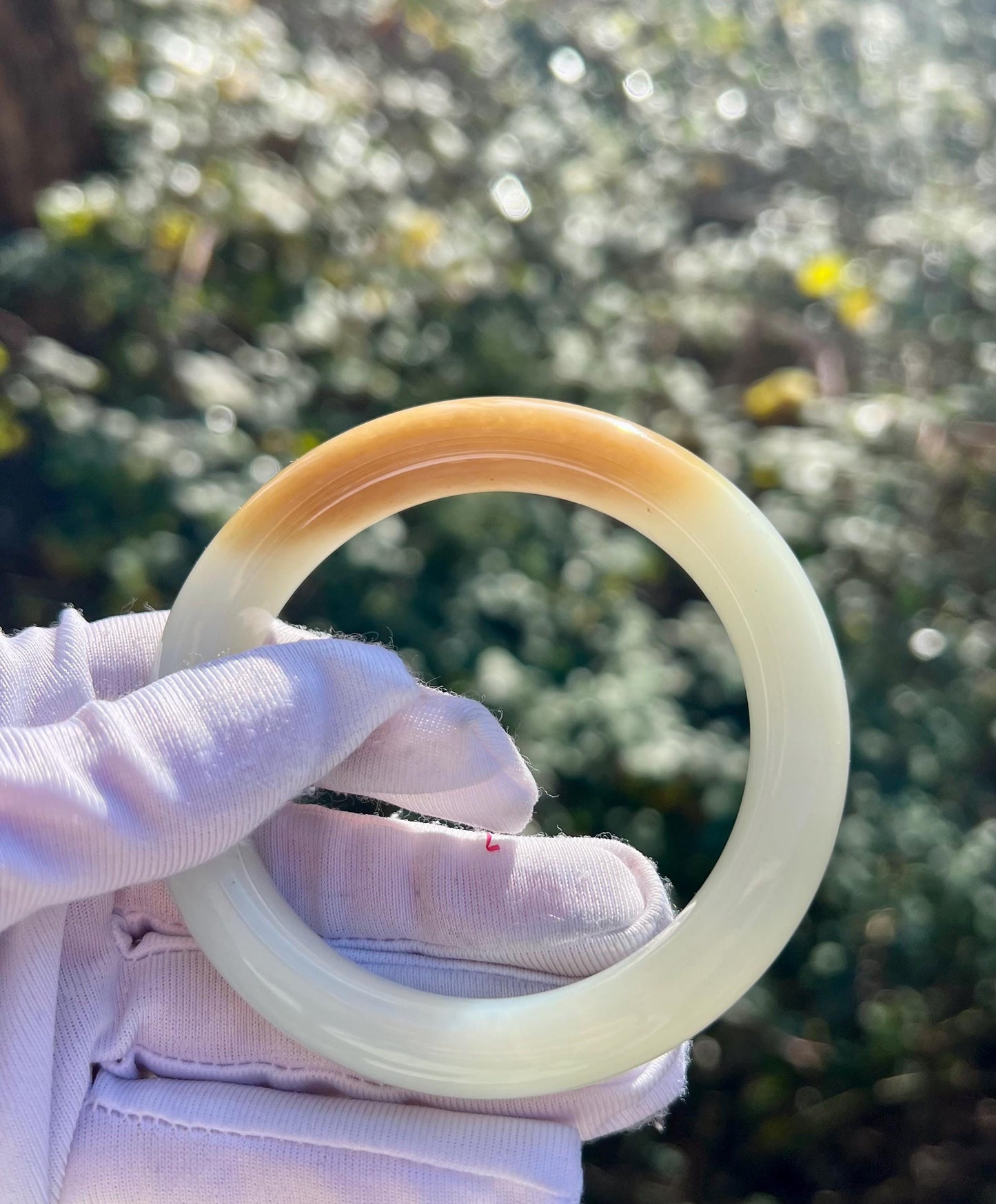 60.2mm Certified natural Hetian jade /Siberian brown White Nephrite bangle/bracelet/天然精品和田玉 俄料糖白玉手镯 糖玉白玉平安镯 #1414