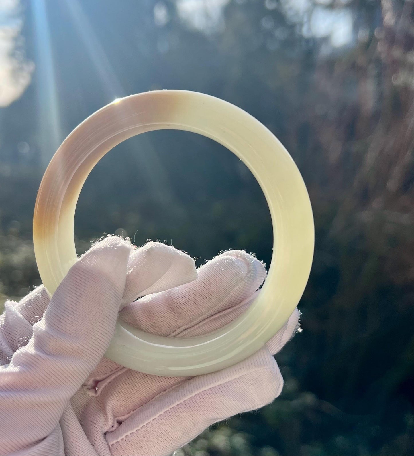 60.2mm Certified natural Hetian jade /Siberian brown White Nephrite bangle/bracelet/天然精品和田玉 俄料糖白玉手镯 糖玉白玉平安镯 #1414