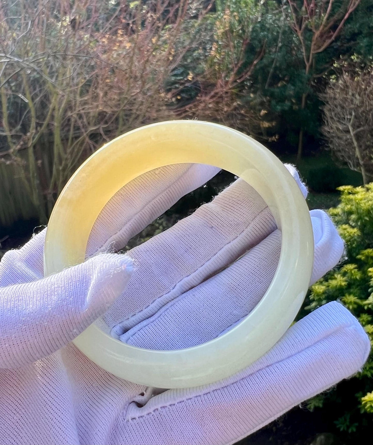 52.2mm Certified natural Hetian jade /Siberian brown White Nephrite bangle/bracelet/天然精品和田玉 俄料糖白玉手镯 巴沙矿糖玉白玉平安镯 #1417