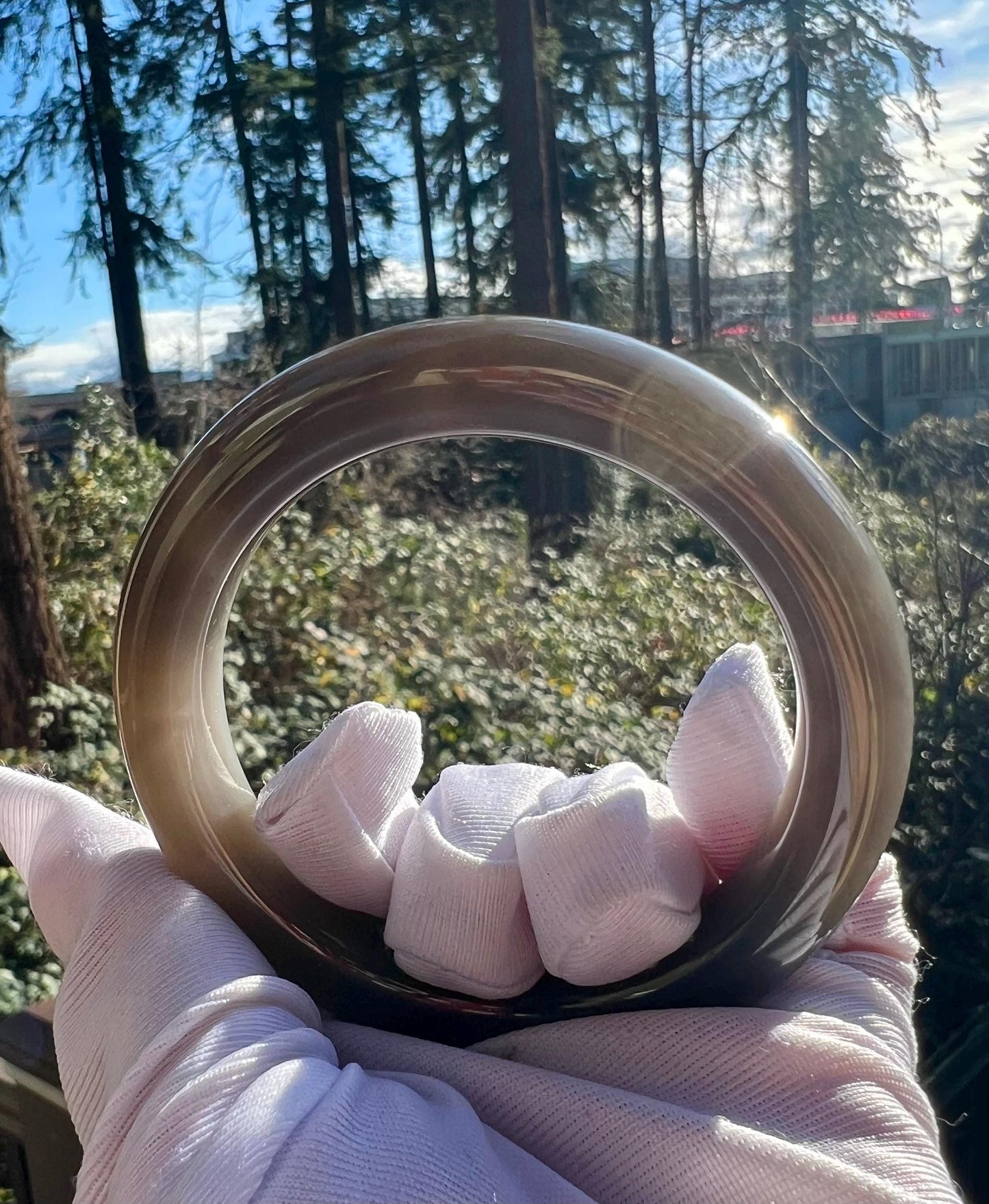 54.7mm Certified natural Hetian jade Qinghai nephrite bangle bracelet/rich purple nephrite/紫气东来 天然和田玉 青海老矿深烟紫玉 正圈手镯 平安镯 冰糯油润起胶感 #0650