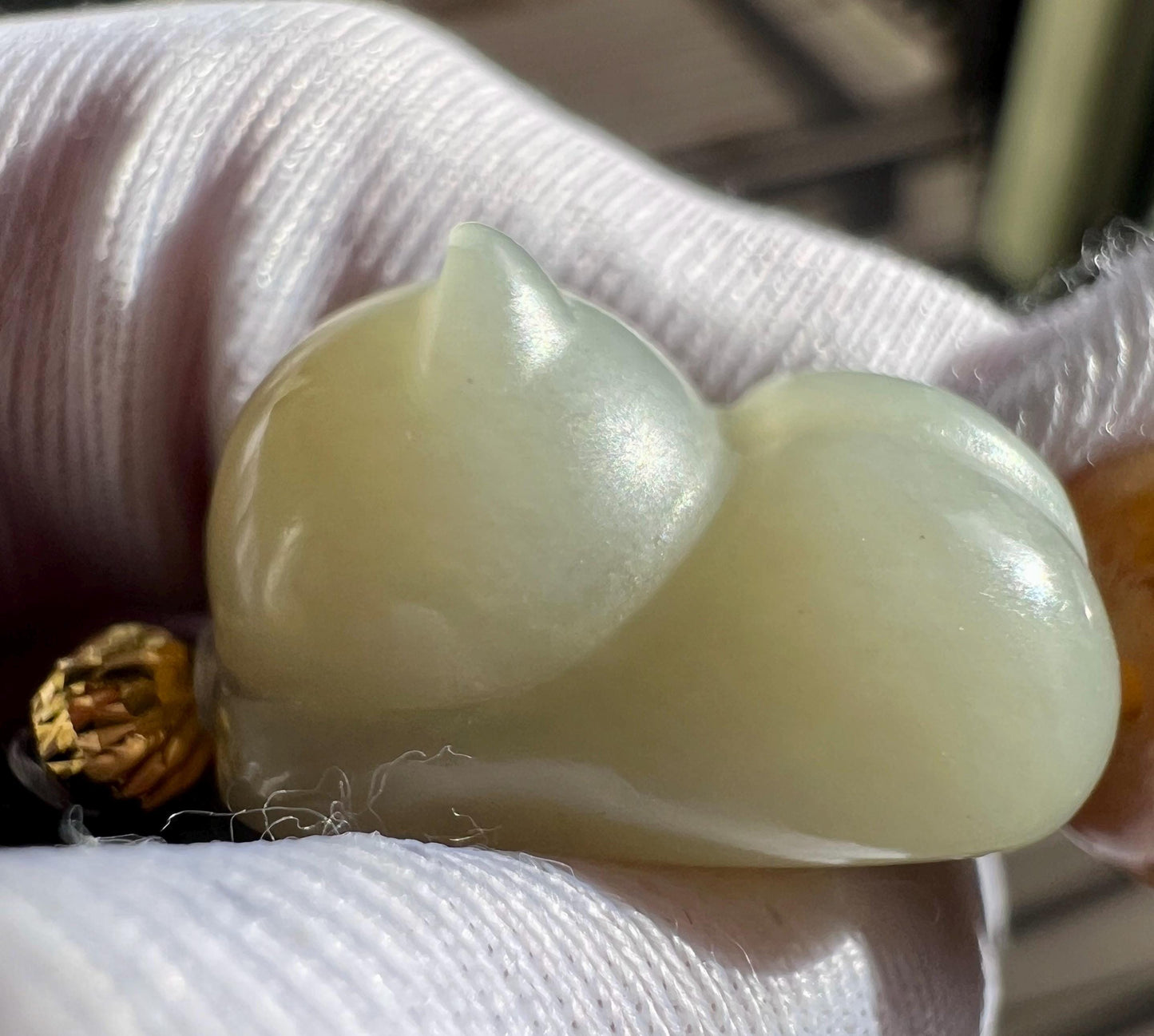 12mm Certified natural Hetian jade/Loulan brown and Qinghua nephrite bracelet天然和田玉楼兰三色手串 糖白 糖青花 #2335 且末青白玉趴趴猫