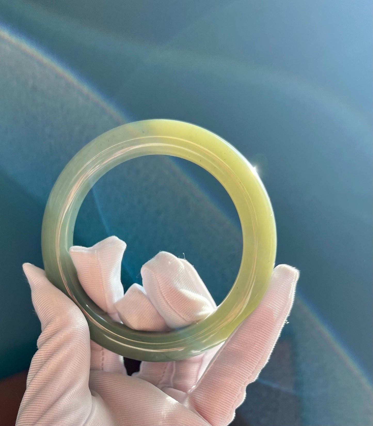 60.8mm Certified natural hetian jade /greenish blue Nephrite bangle/ bracelet/天然精品和田玉 且末青玉手镯 蓝青玉正圈手镯 平安镯 细料#1418