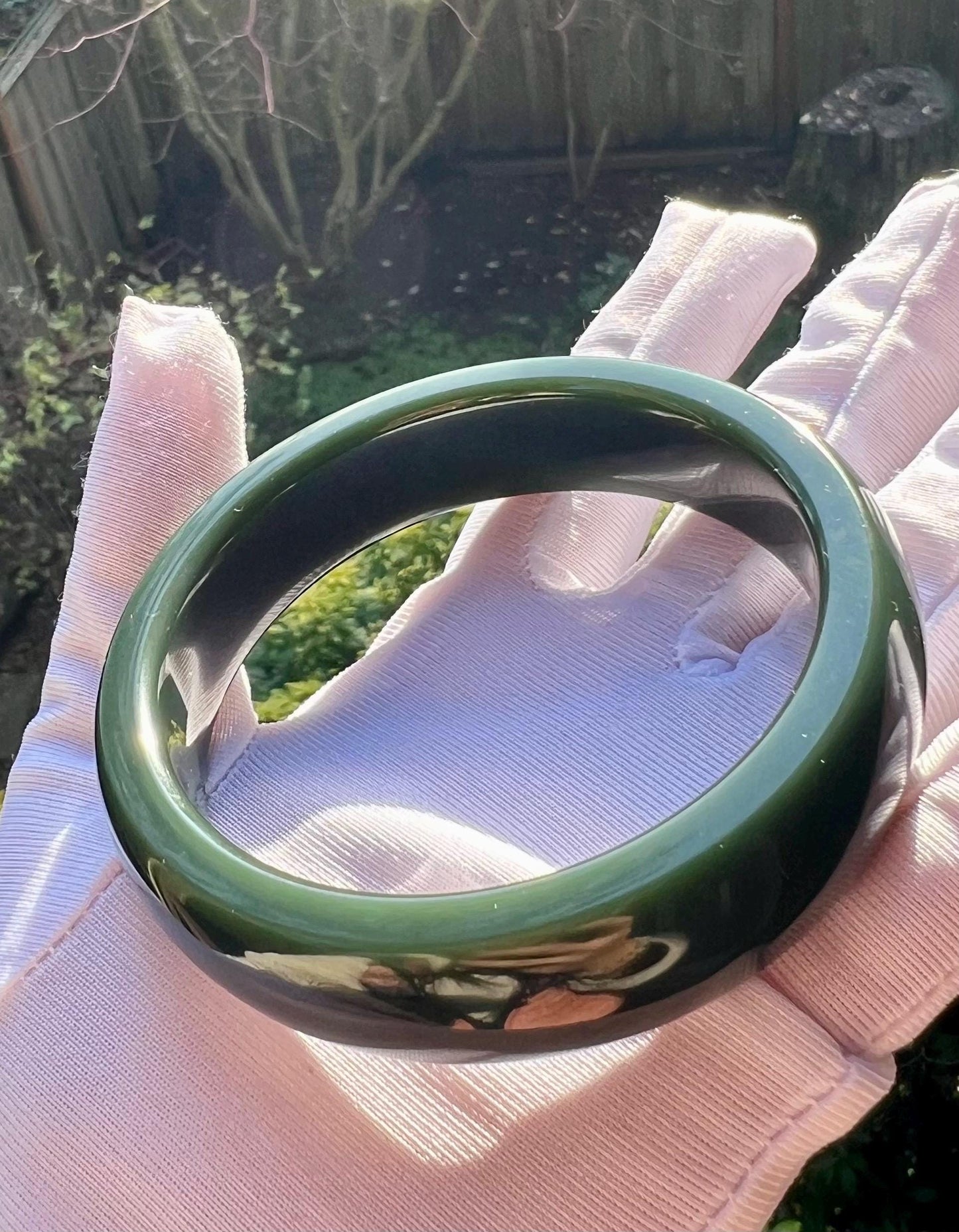 61mm Certified natural hetian jade /Golmud black green Nephrite bangle/ bracelet/天然精品和田玉 格尔木细料黑青玉手镯 青蓝调 直切正圈手镯 平安镯 非常油#6464 一细以上