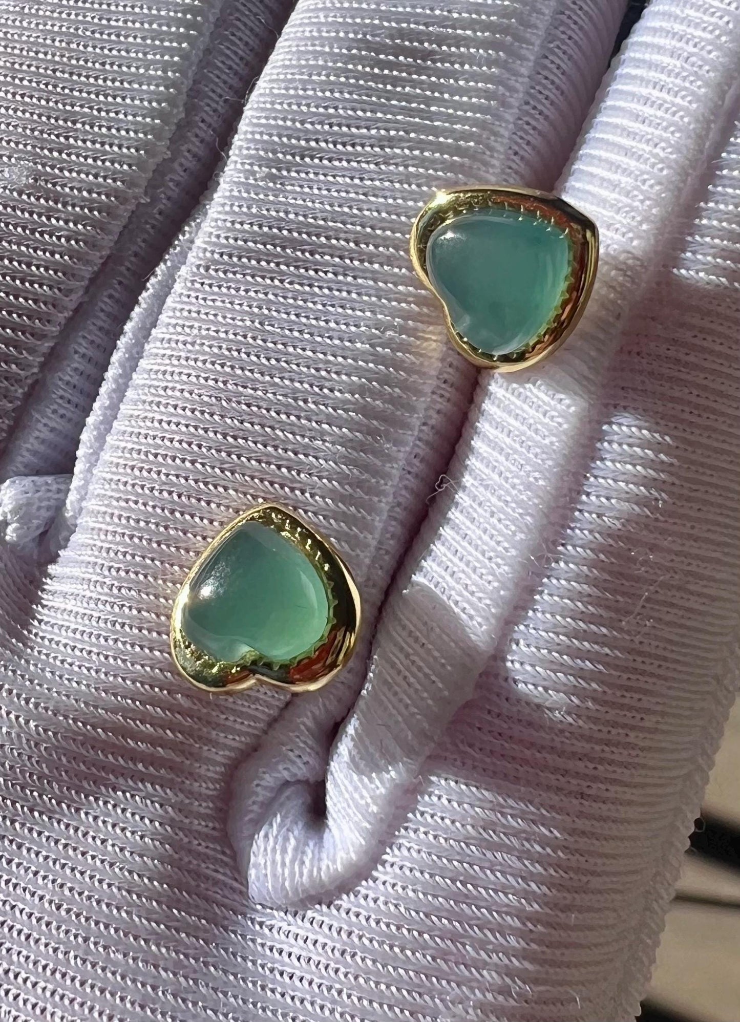 Certified natural Guatemala Grade A Blue Jade / icy blue Jadiete heart shaped stud earrings/S925 天然A货危料蓝水翡翠 爱心 耳环 耳钉 #0135