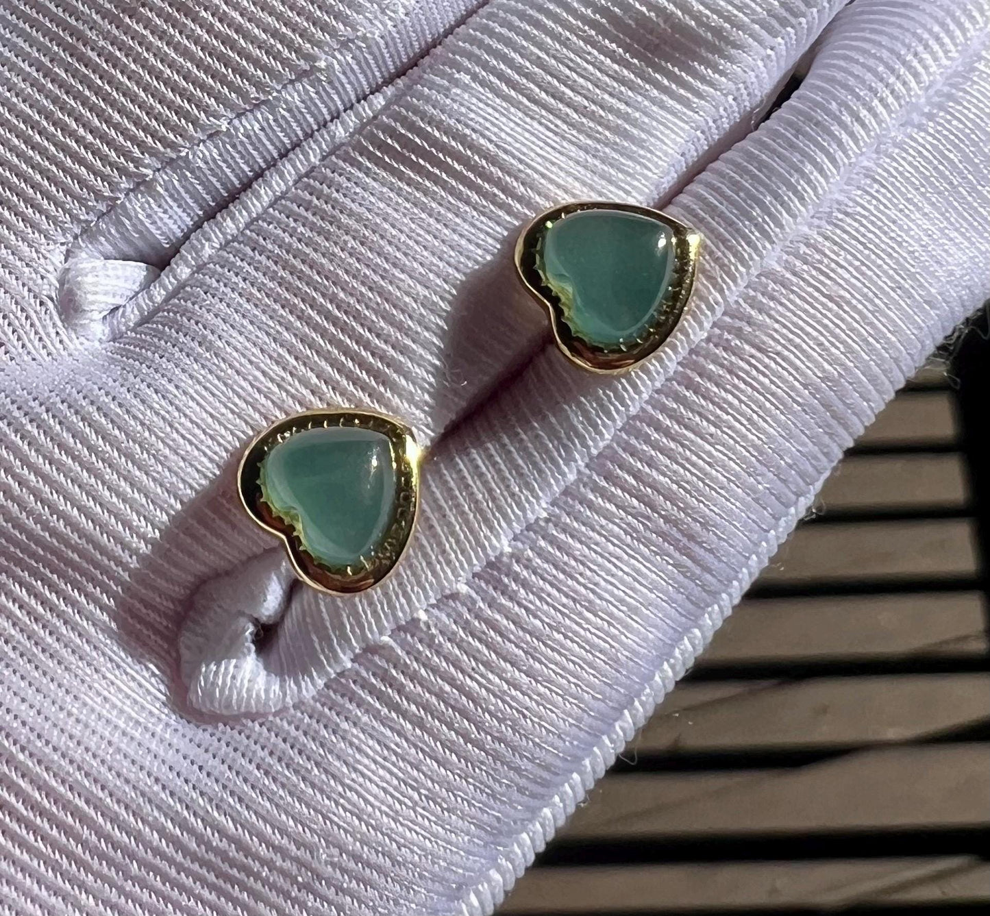 Certified natural Guatemala Grade A Blue Jade / icy blue Jadiete heart shaped stud earrings/S925 天然A货危料蓝水翡翠 爱心 耳环 耳钉 #0135