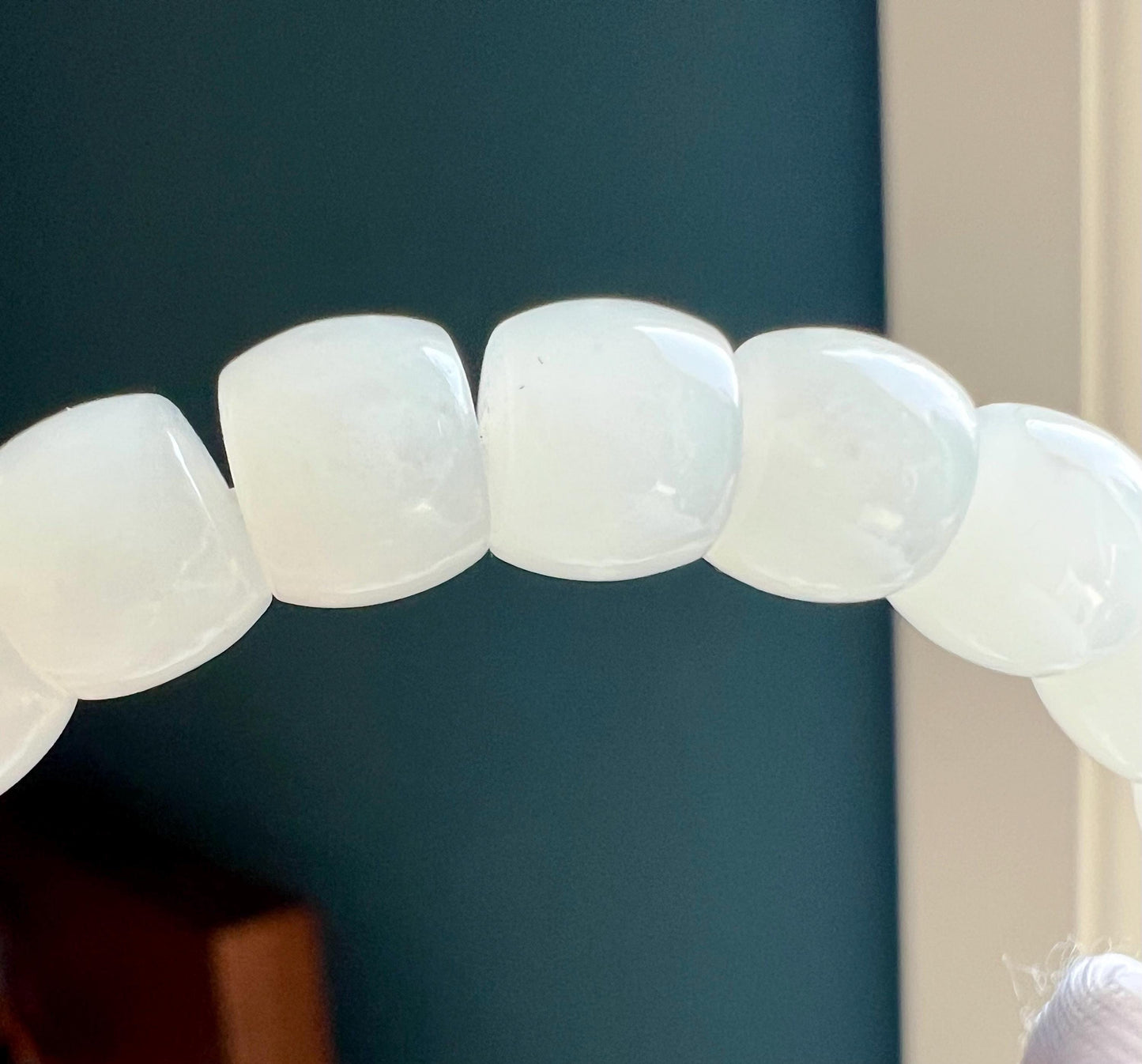 8*7mm Certified natural jade white Nephrite bracelet/straight cut/天然老料白玉 直切老型珠手串 #3636 油糯白润