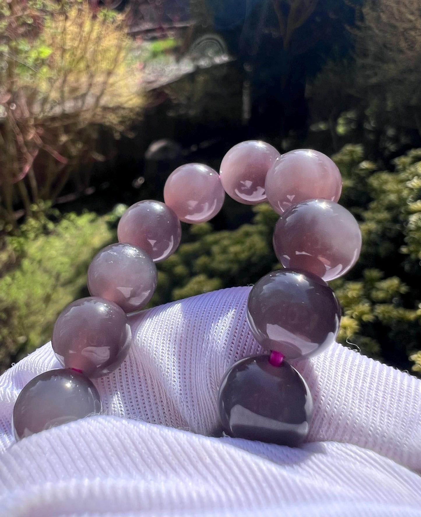 10mm Certified natural jade /purple nephrite bracelet/icy grape Purple nephrite/天然精品 烟紫玉手串 冰底葡萄紫 红紫#7136 熟料细料