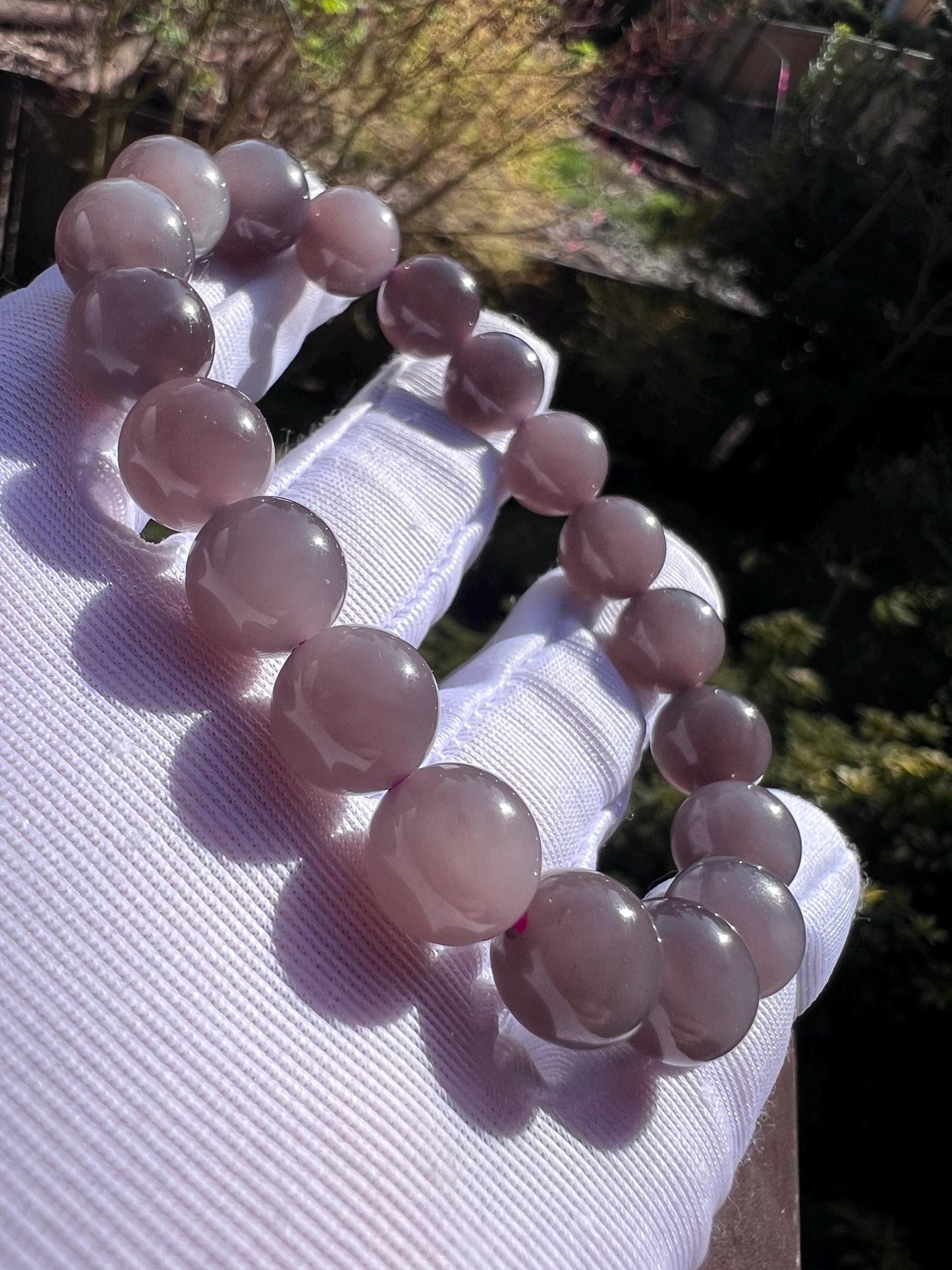 10mm Certified natural jade /purple nephrite bracelet/icy grape Purple nephrite/天然精品 烟紫玉手串 冰底葡萄紫 红紫#7136 熟料细料