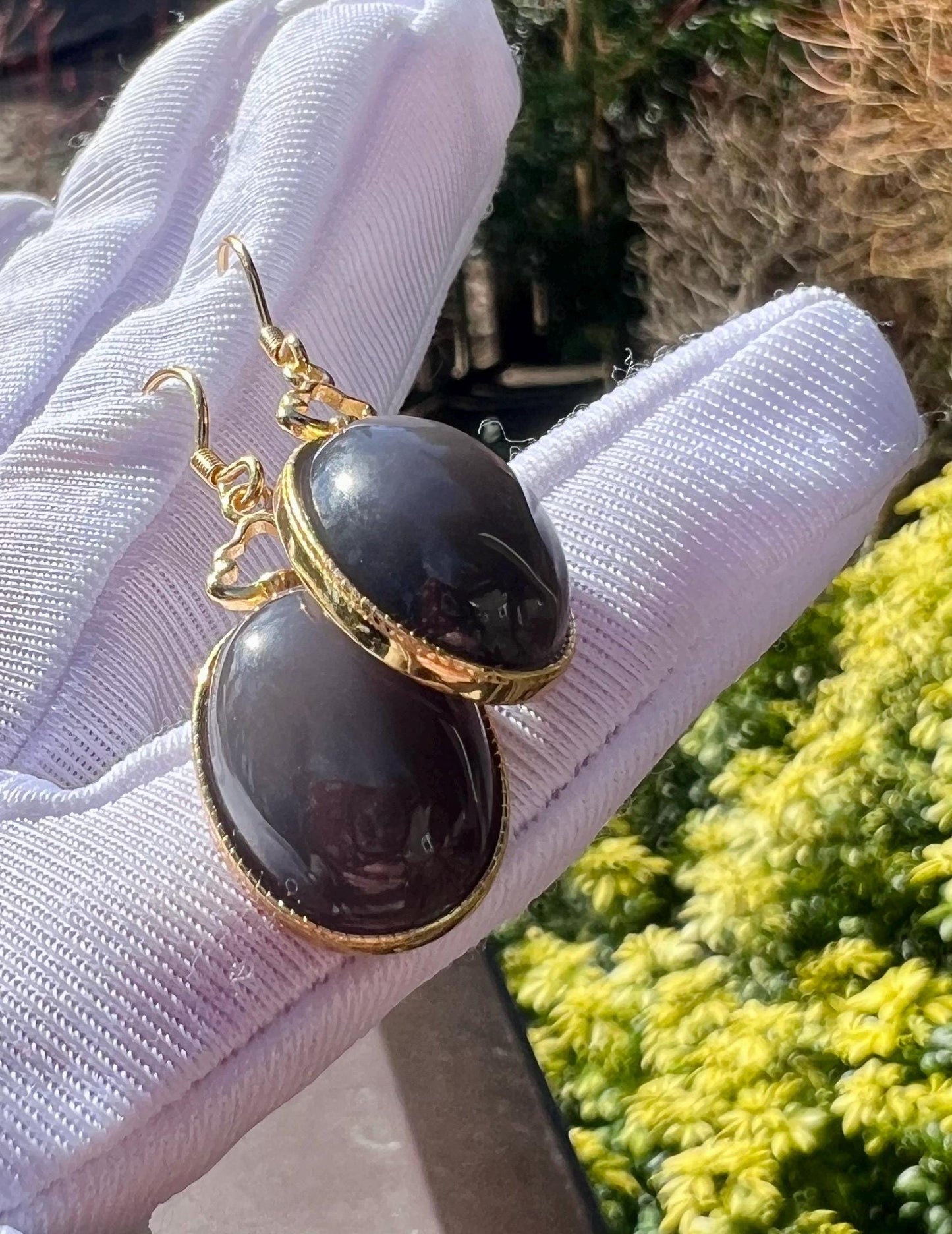 Purple Nephrite Jade Drop Earrings: Sterling Silver, Natural Chinese Jade#0732