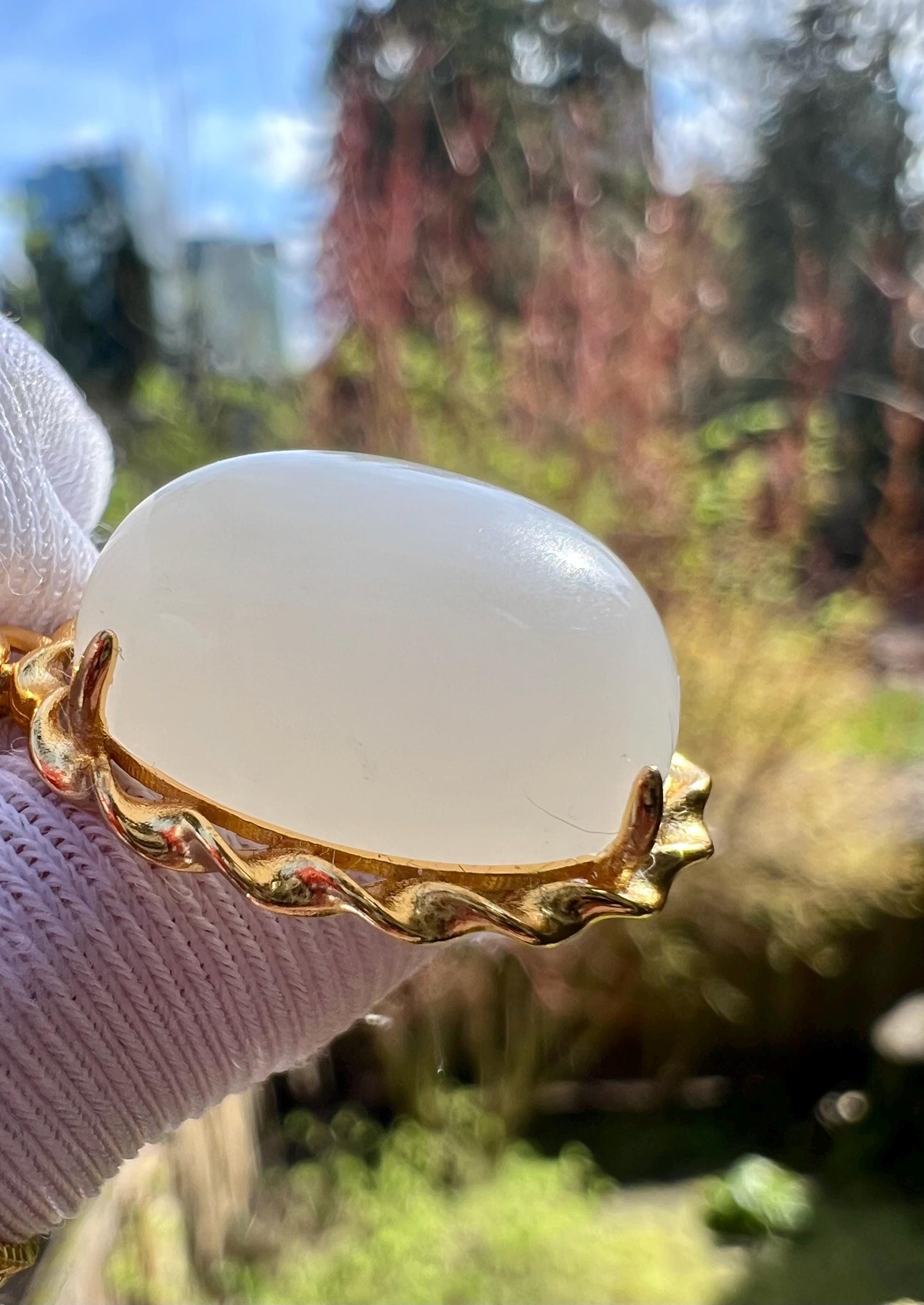 Certified natural nephrite oval pendant /white nephrite pendant Inlaid sterling silver/necklace 天然白玉蛋面吊坠 纯银镶嵌#0372