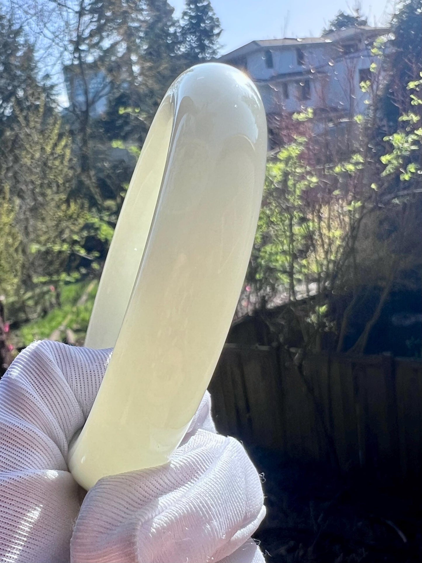60.4mm Certified natural Siberian white nephrite bangle/bracelet/天然 白玉手镯 正圈手镯 平安镯#2109