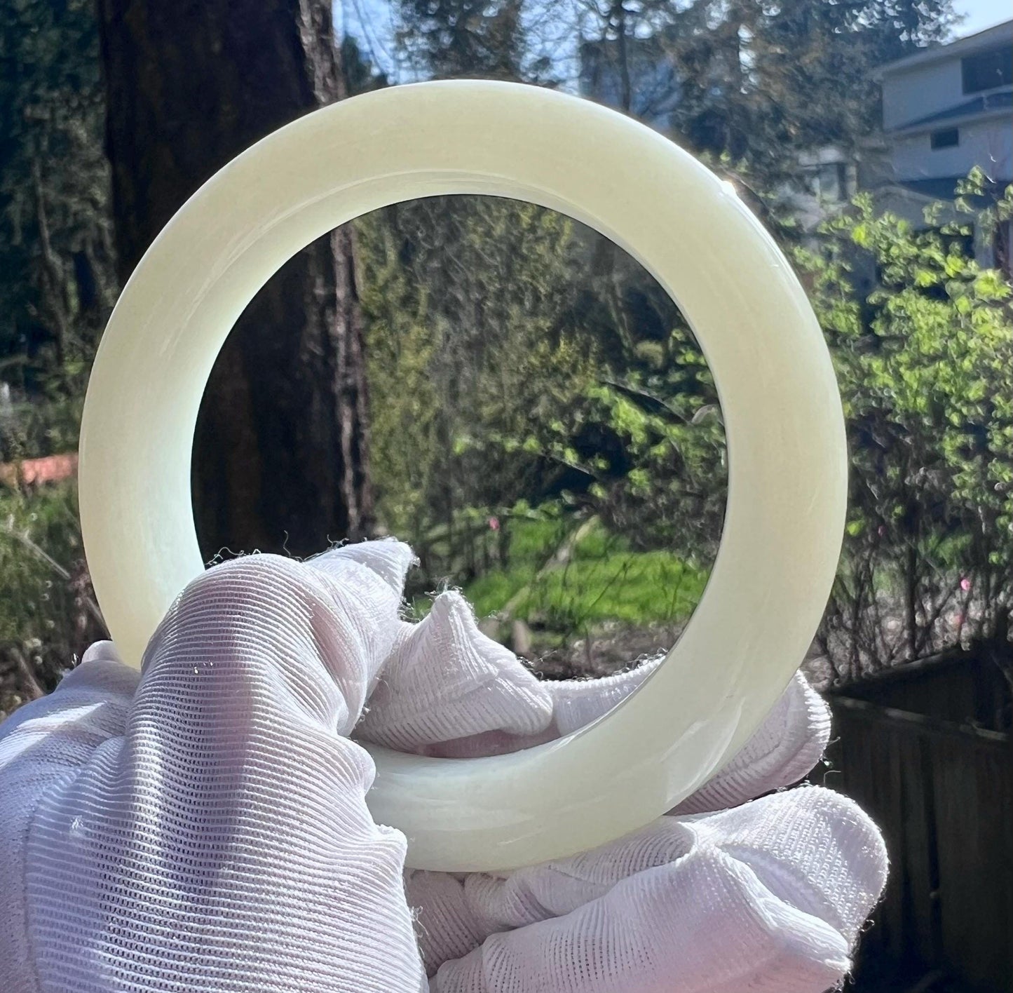 60.4mm Certified natural Siberian white nephrite bangle/bracelet/天然 白玉手镯 正圈手镯 平安镯#2109