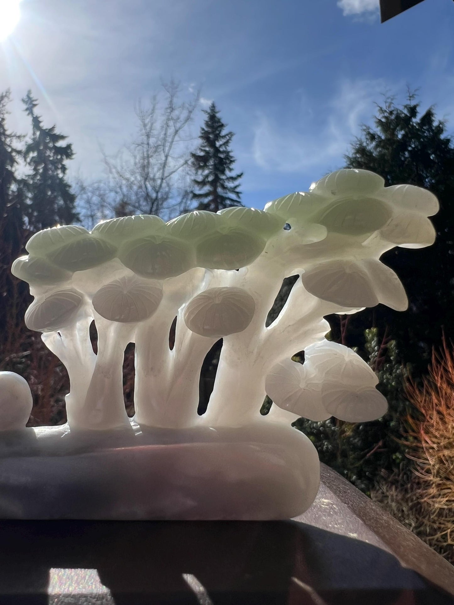 Certified natural nephrite ornament/Incense holder/Purple green and white tri-color nephrite天然软玉 青海翠青玉香插 摆件 紫翠白三色玉 /雕刻悟道#0094