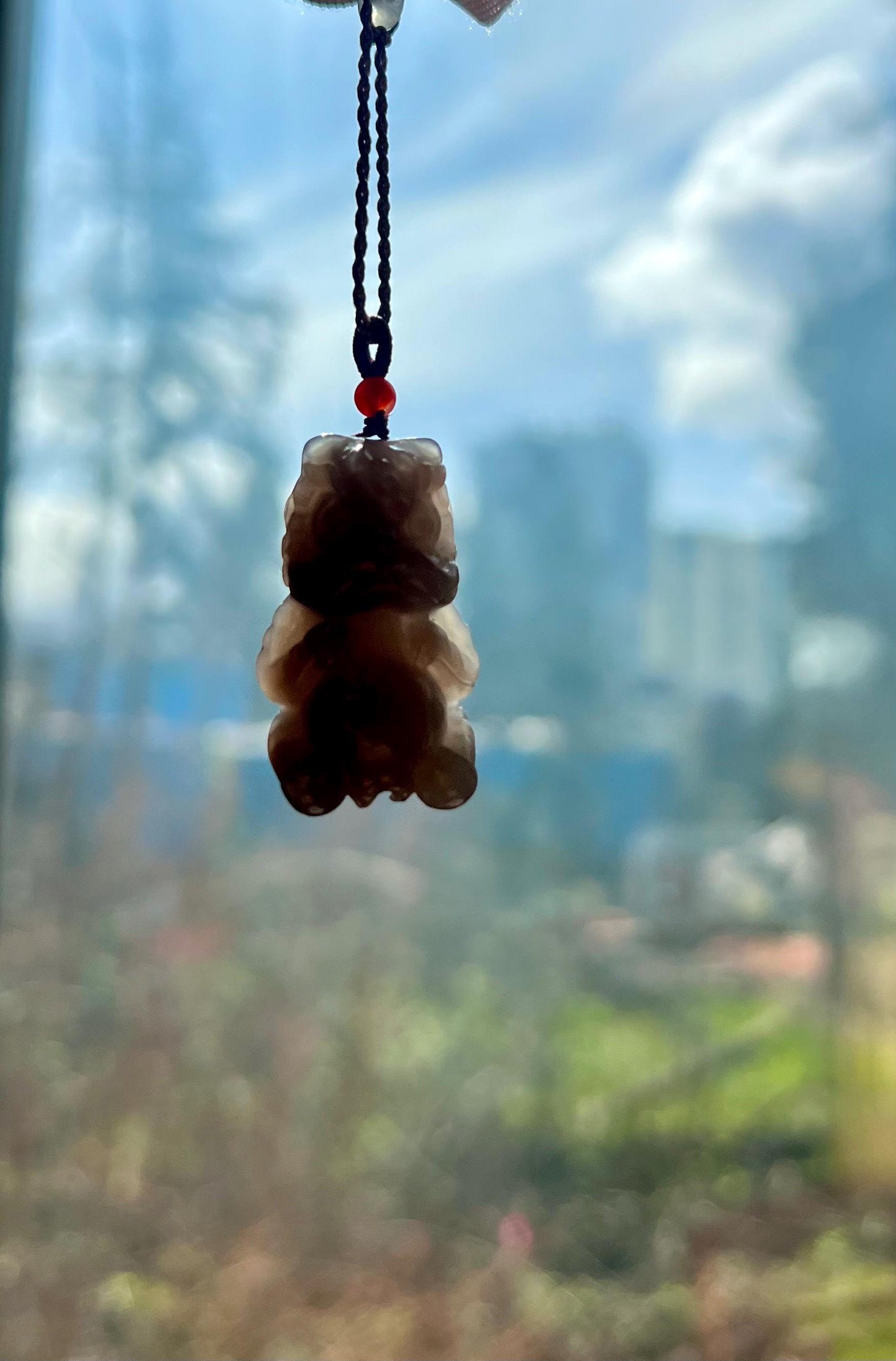 Certified natural jade/Purple nephrite carved Lion/ purple nephrite Lion pendant necklace天然冰紫玉吊坠 狮子宝宝#7961 冰糯紫