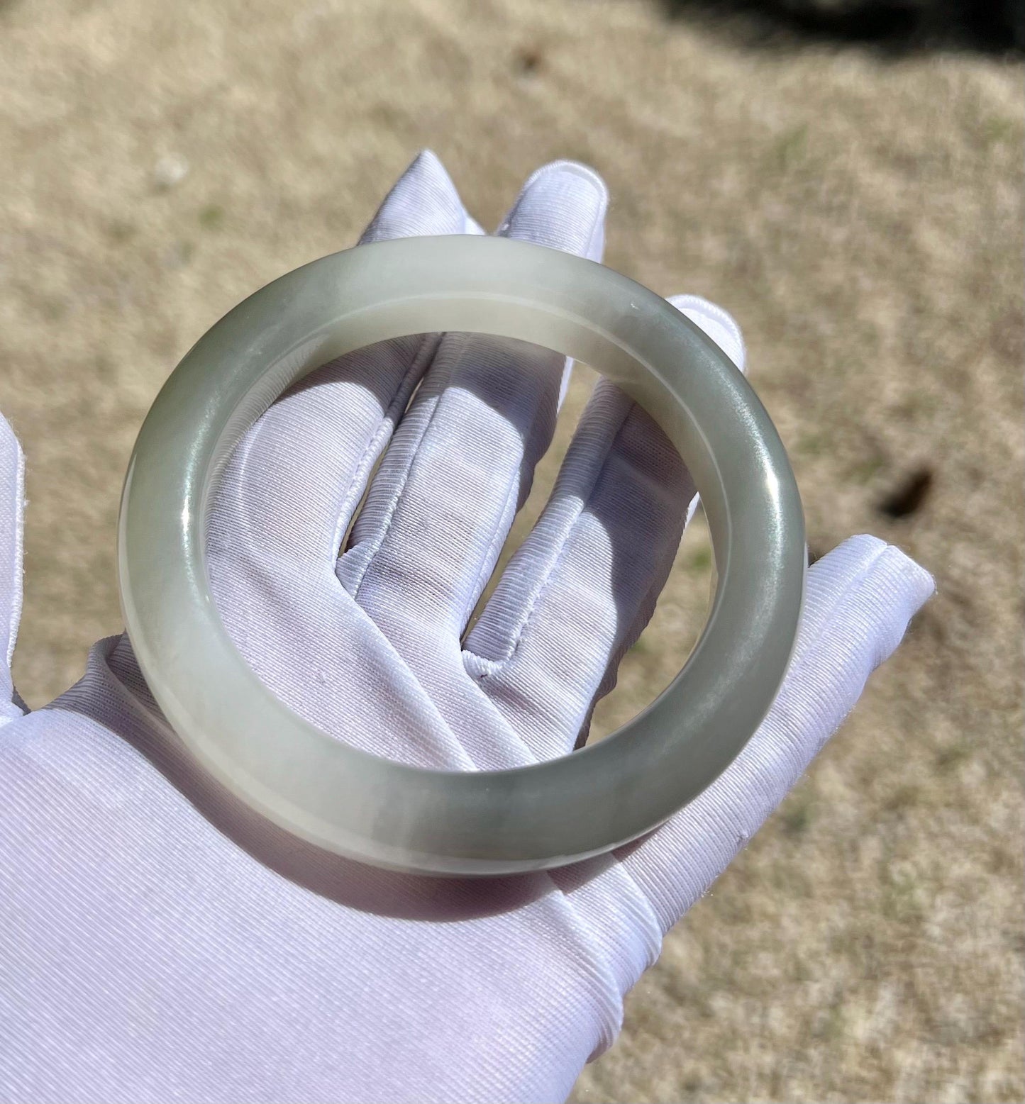 58.5mm Certified natural jade/white purple and green tri-color nephrite bangle/天然精品软玉 钢板老料 白玉烟紫翠青 三色手镯 泥鳅背 平安镯#1763