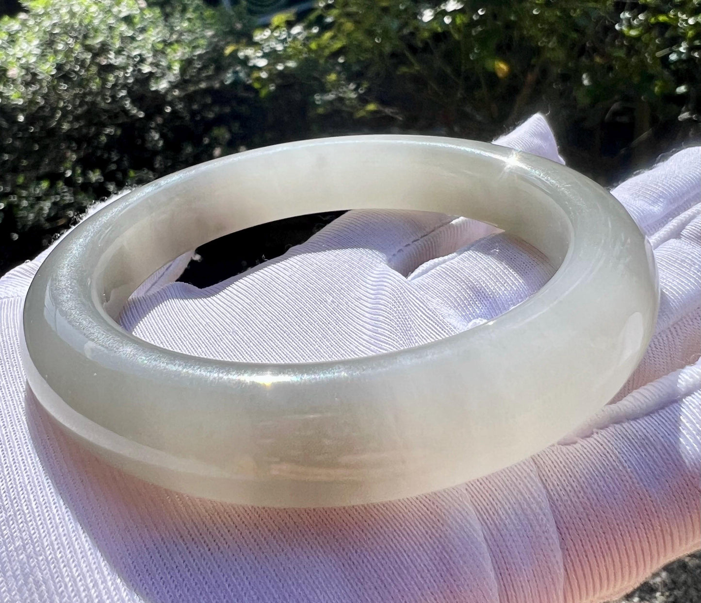 58.5mm Certified natural jade/white purple and green tri-color nephrite bangle/天然精品软玉 钢板老料 白玉烟紫翠青 三色手镯 泥鳅背 平安镯#1763