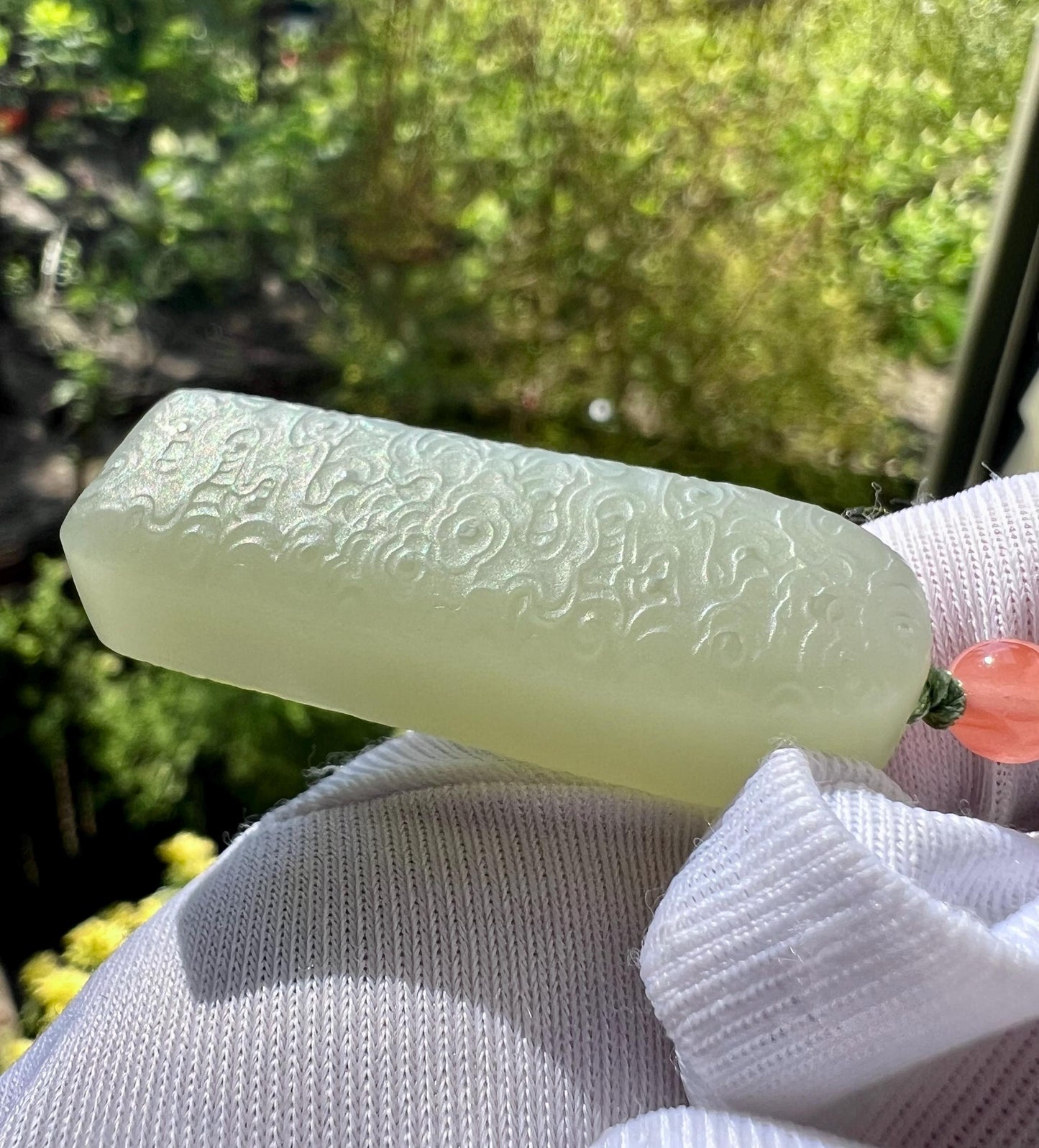 Certified natural jade/ Qingshui nephrite safety pendant necklace/Nothing pendant/matte finish天然晴水无事牌 平安喜乐 好运常伴 #1572 祥云如意纹