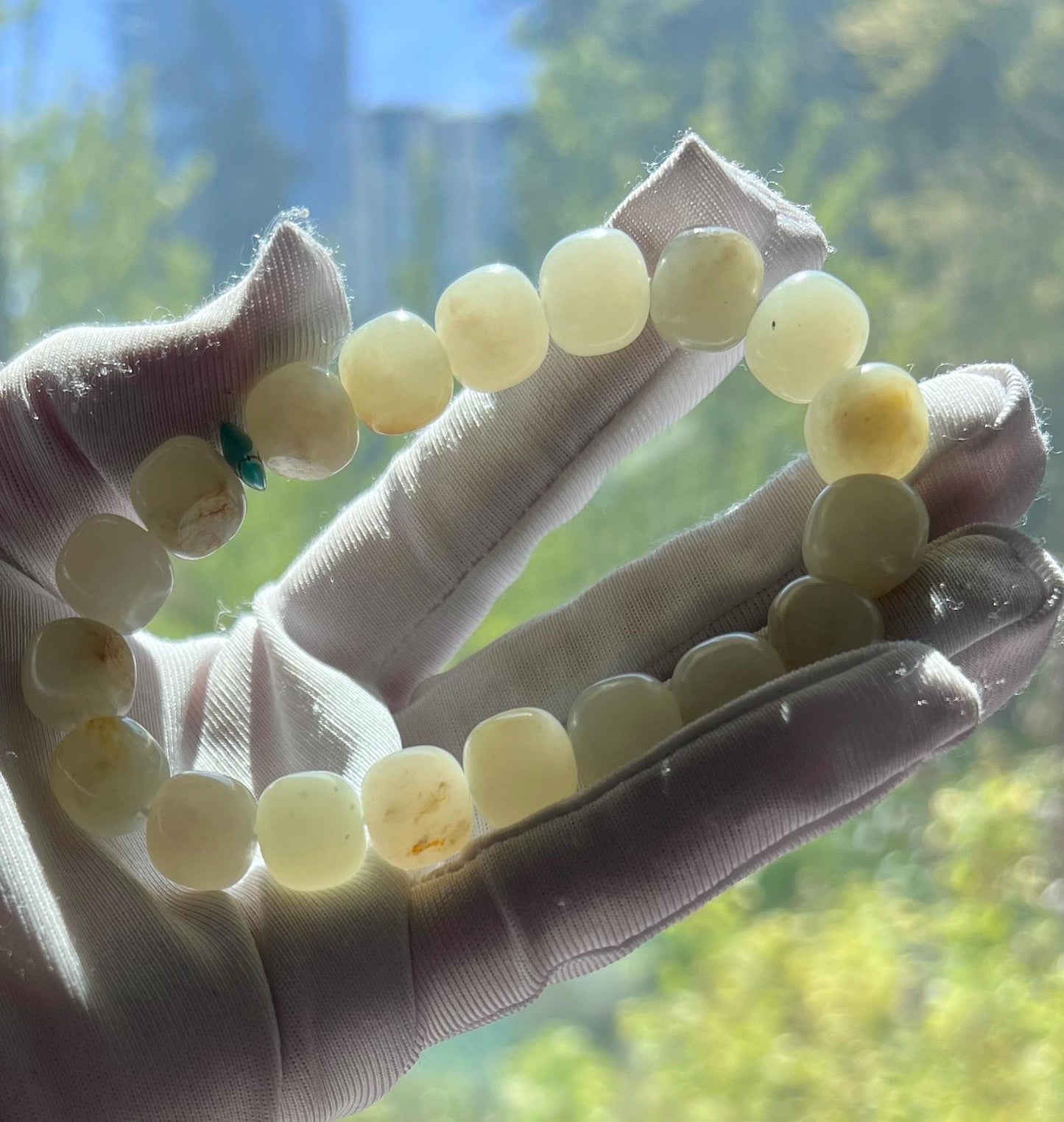 Certified natural jade white Nephrite bracelet/ warm whitebarrel beads 天然籽料白玉 手串 暖白#7288