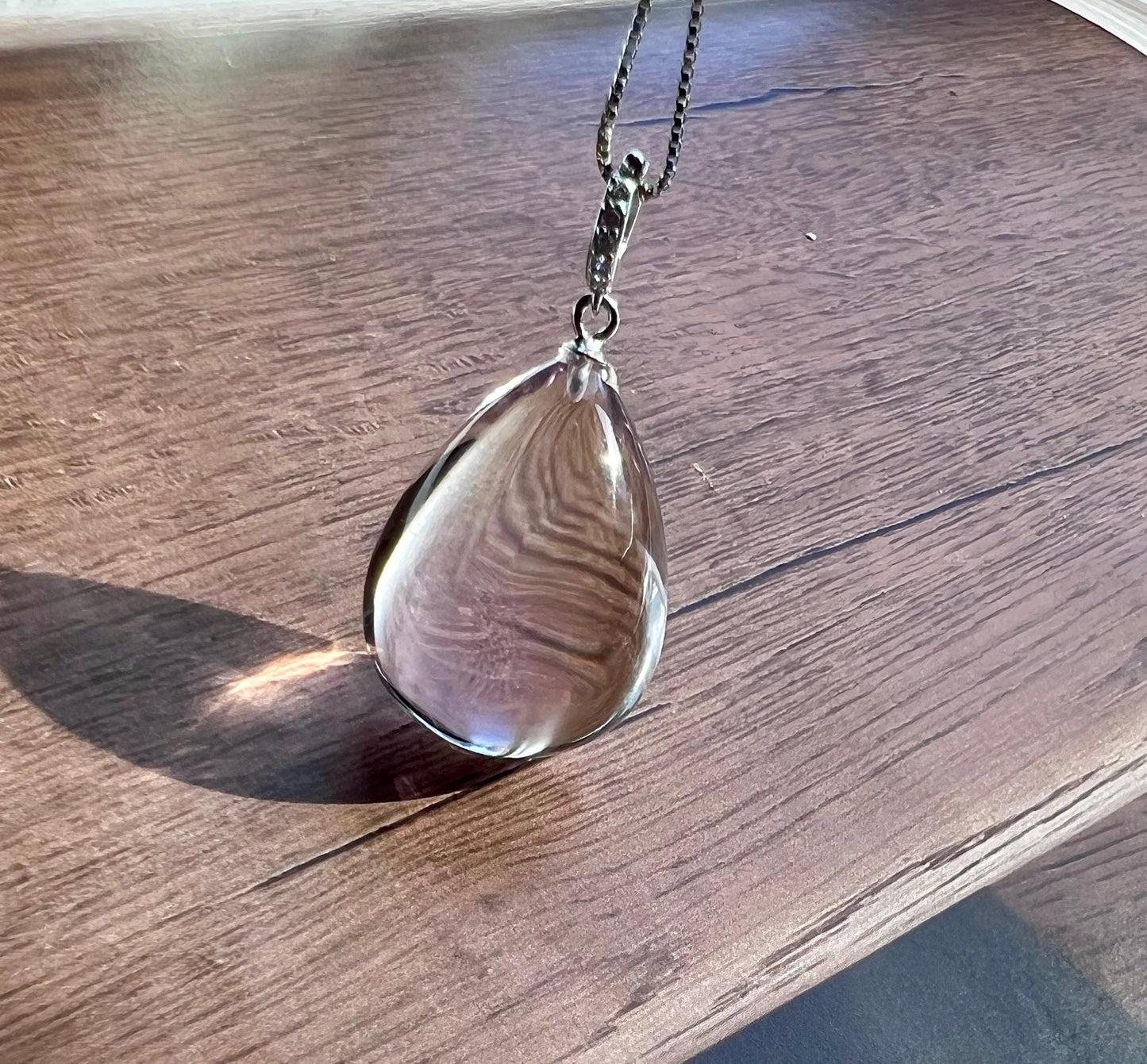 Natural Amethyst teardrop Pendant/Untreated high clarity Purple Amethyst pendant necklace/S925 天然精品 玻璃体紫水晶 水滴吊坠 纯银万能扣 纯银项链#1638