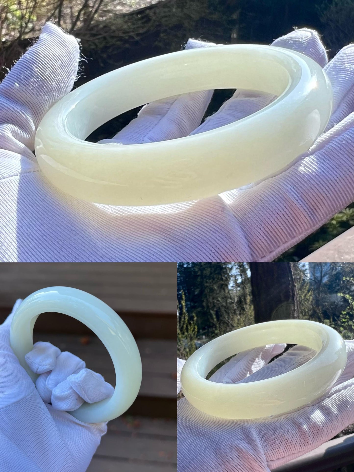 60.4mm Certified natural Siberian white nephrite bangle/bracelet/天然 白玉手镯 正圈手镯 平安镯#2109