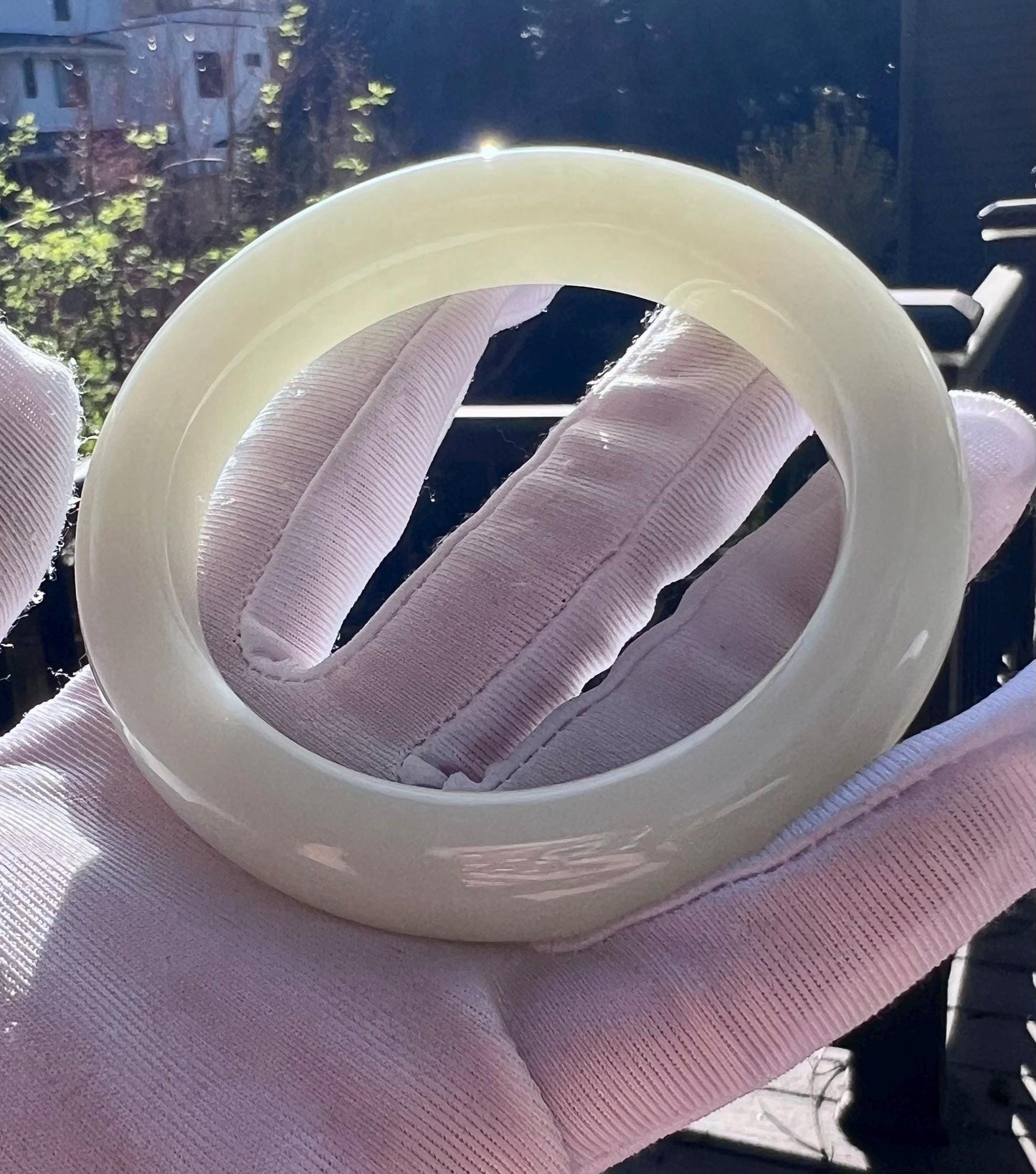 60.4mm Certified natural Siberian white nephrite bangle/bracelet/天然 白玉手镯 正圈手镯 平安镯#2109