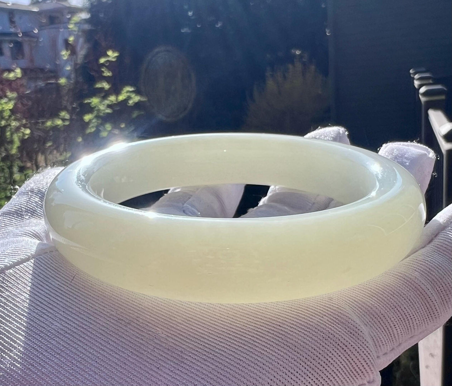 60.4mm Certified natural Siberian white nephrite bangle/bracelet/天然 白玉手镯 正圈手镯 平安镯#2109