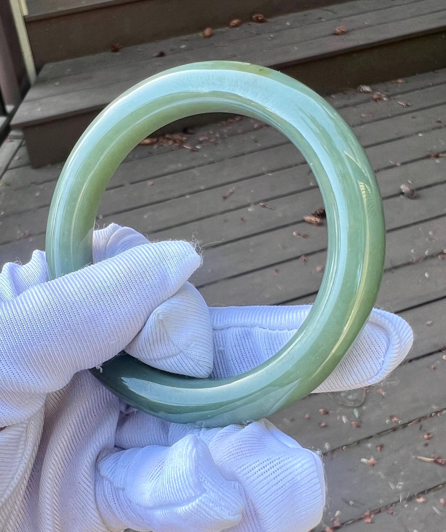 54.8mm Certified natural nephrite bracelet/greenish blue Nephrite bangle/天然软玉 青玉手镯 蓝青玉带糖 正圈手镯 平安镯 #0792 油润