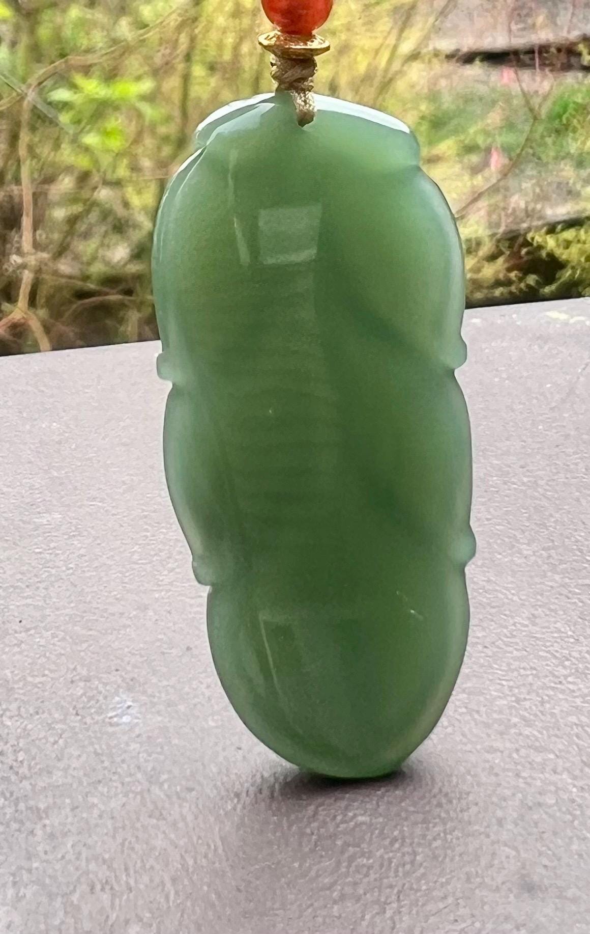 Certified natural nephrite green jade/medium bluish green nephrite leaf pendant/ S925 necklace天然碧玉 夹层料 粉青叶子吊坠#4950 一夜暴富