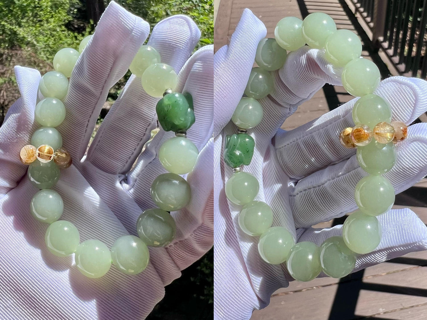 12mm Certified natural jade/Qingshui nephrite Bracelet/grape green nephrite/ 天然软玉 老料晴水手串 青提色 葡萄肉#1777 冰润细糯