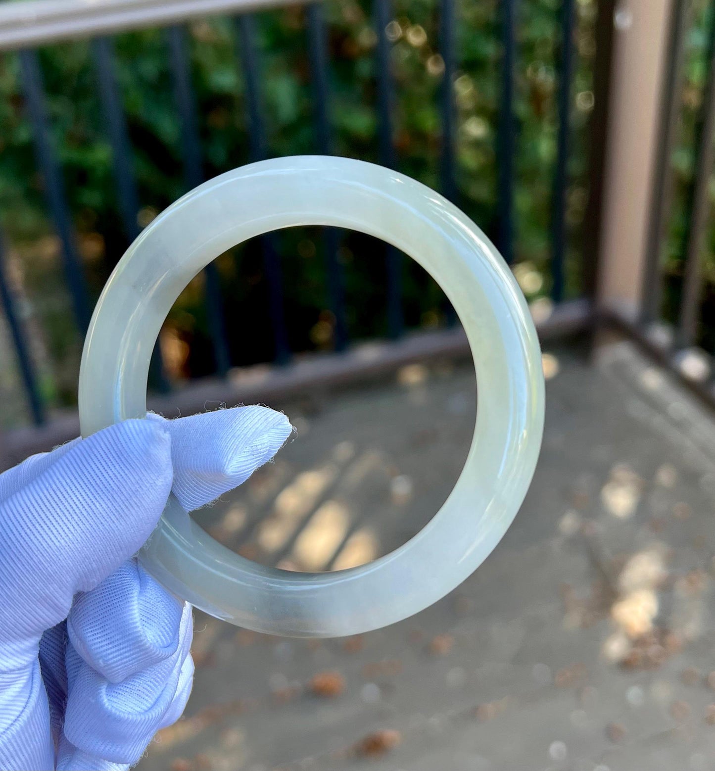 58.5mm Certified natural jade/white purple and green tri-color nephrite bangle/天然精品软玉 钢板老料 白玉烟紫翠青 三色手镯 泥鳅背 平安镯#1763