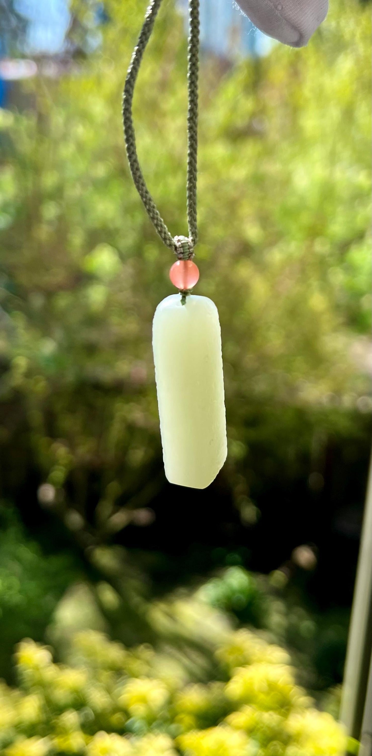 Certified natural jade/ Qingshui nephrite safety pendant necklace/Nothing pendant/matte finish天然晴水无事牌 平安喜乐 好运常伴 #1572 祥云如意纹